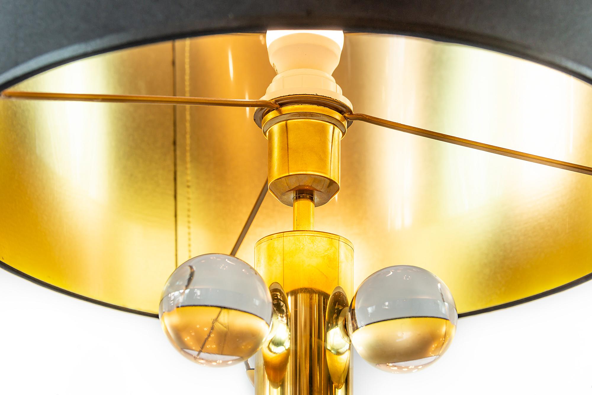 Modern Pair of Italian Brass and Murano Glass Table Lamps