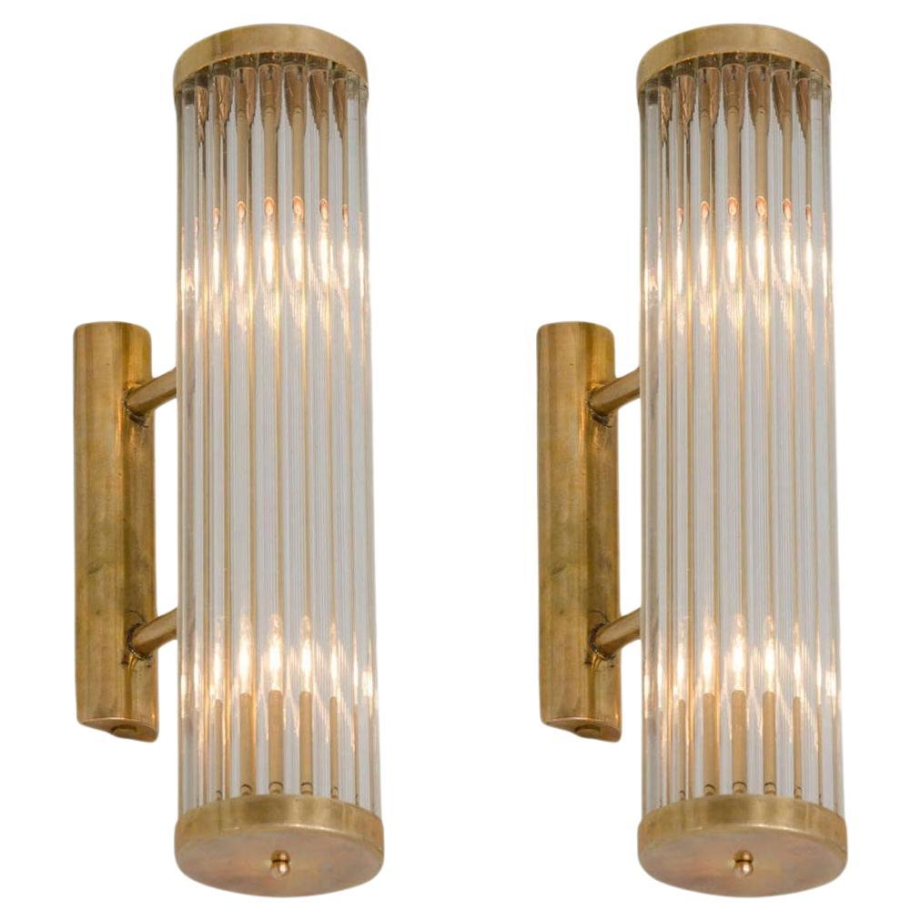 Pair of Italian Brass Arm Wall Lights IP44 rated