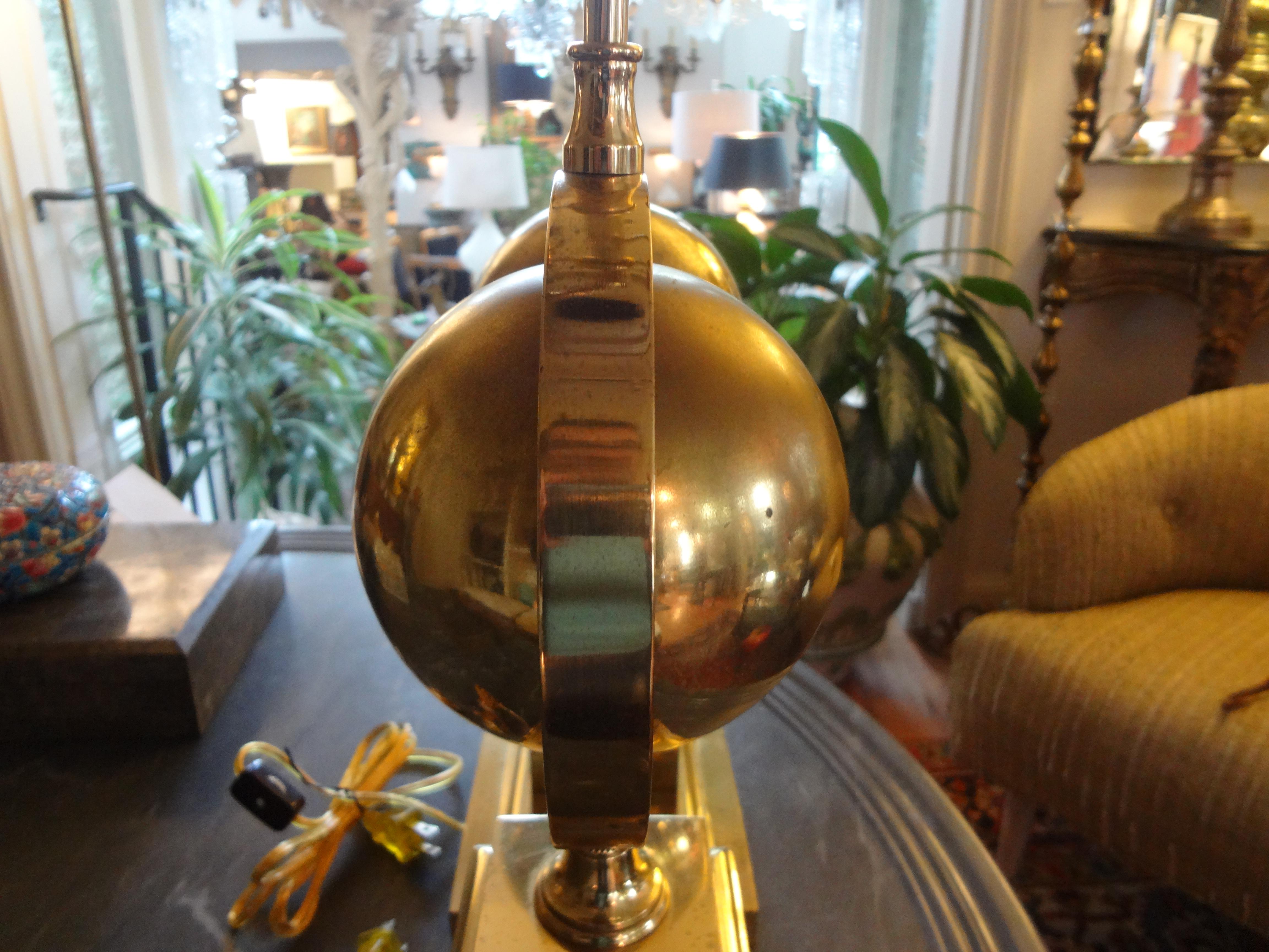 Mid-20th Century Pair of Italian Brass Armillary Lamps