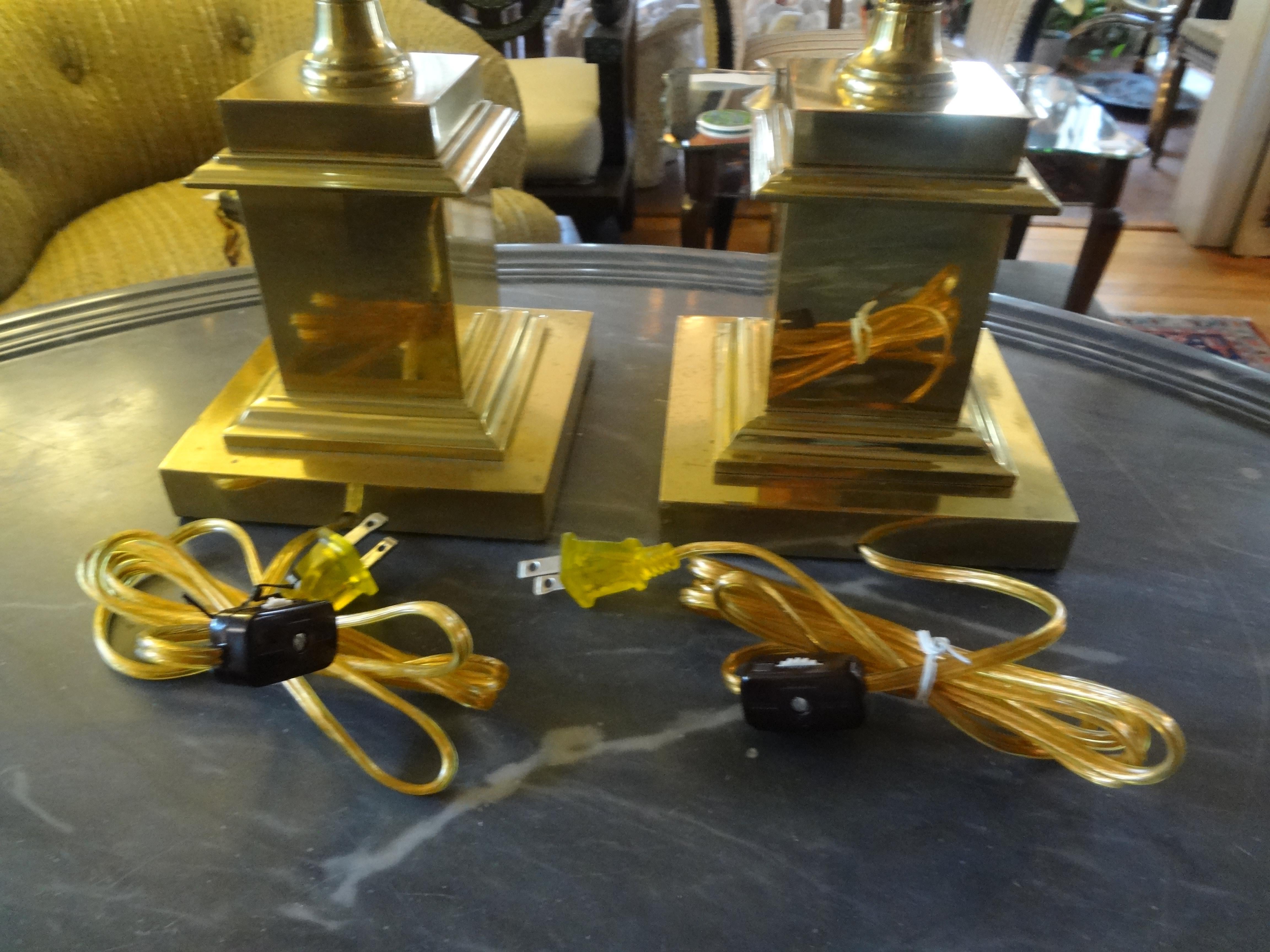 Pair of Italian Brass Armillary Lamps 1