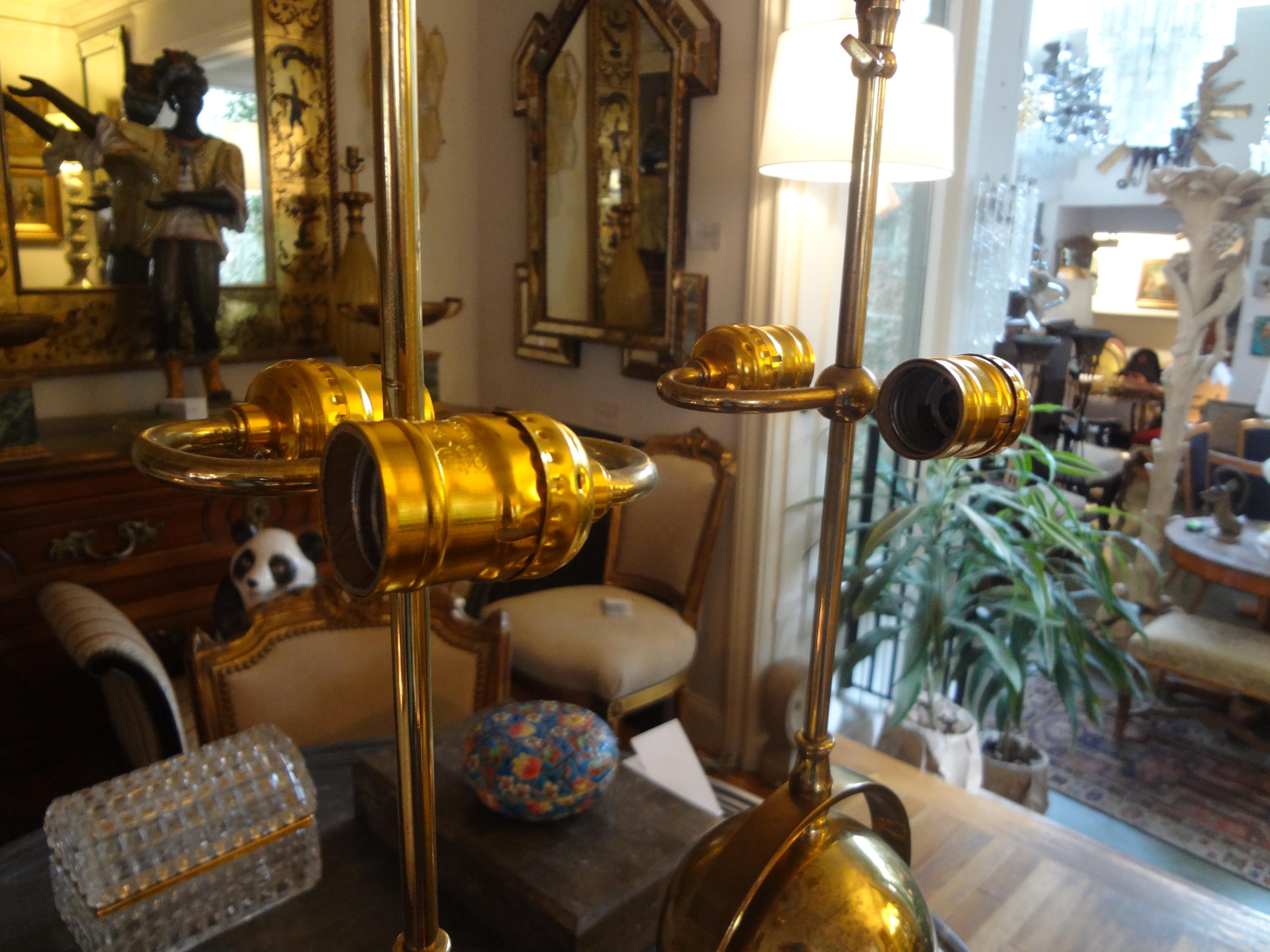 Pair of Italian Brass Armillary Lamps 4