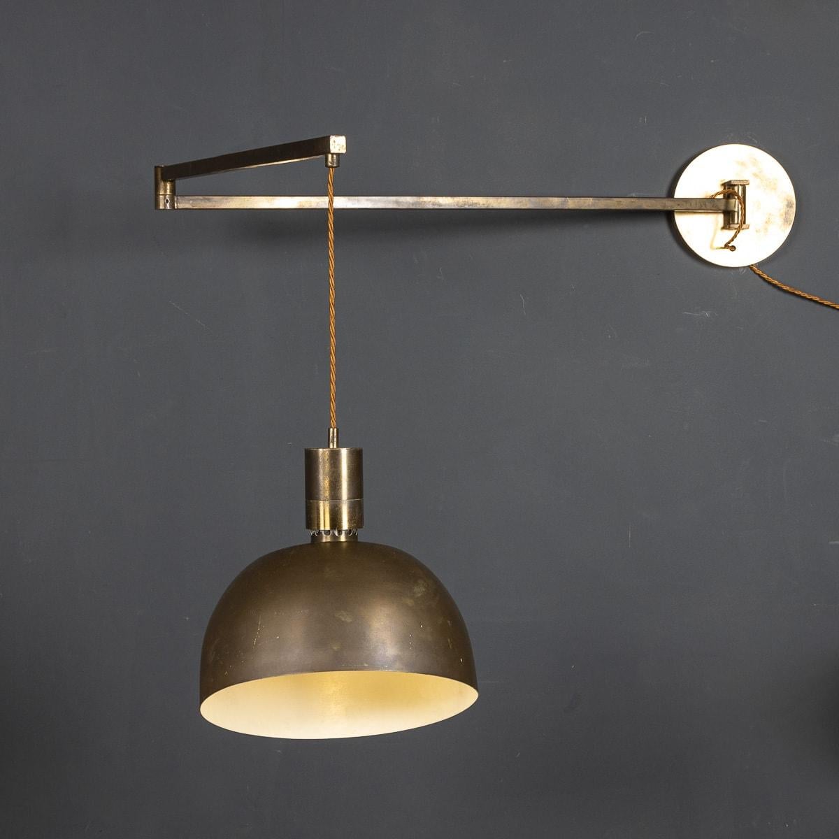 20th Century Pair of Italian Brass Articulated Wall Lights by Albini & Helg, c.1960 For Sale