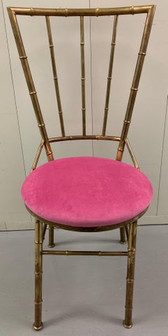 Pair of Italian Brass Bamboo Side Chairs