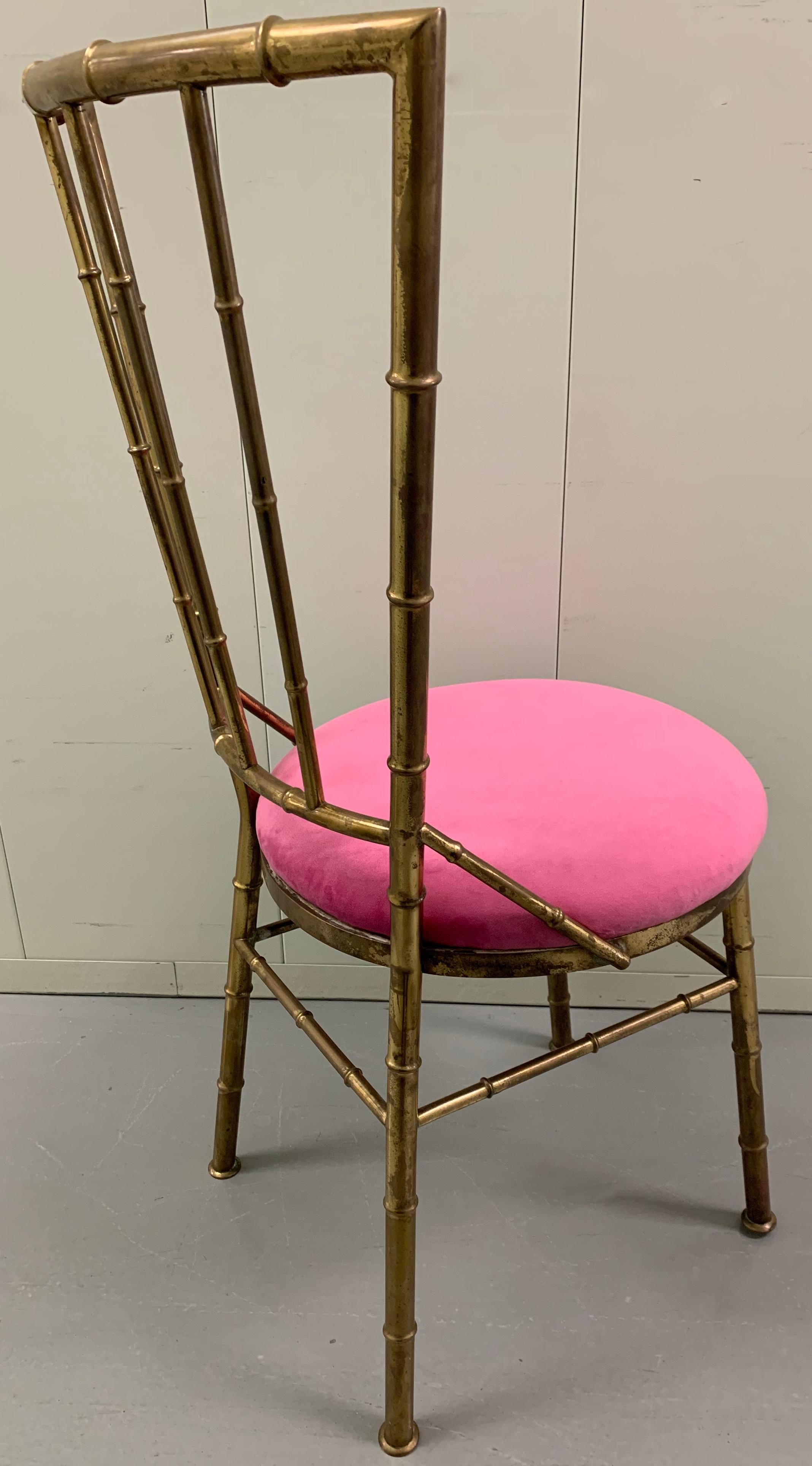Fin du 20e siècle Paire de chaises d'appoint italiennes en laiton et bambou en vente