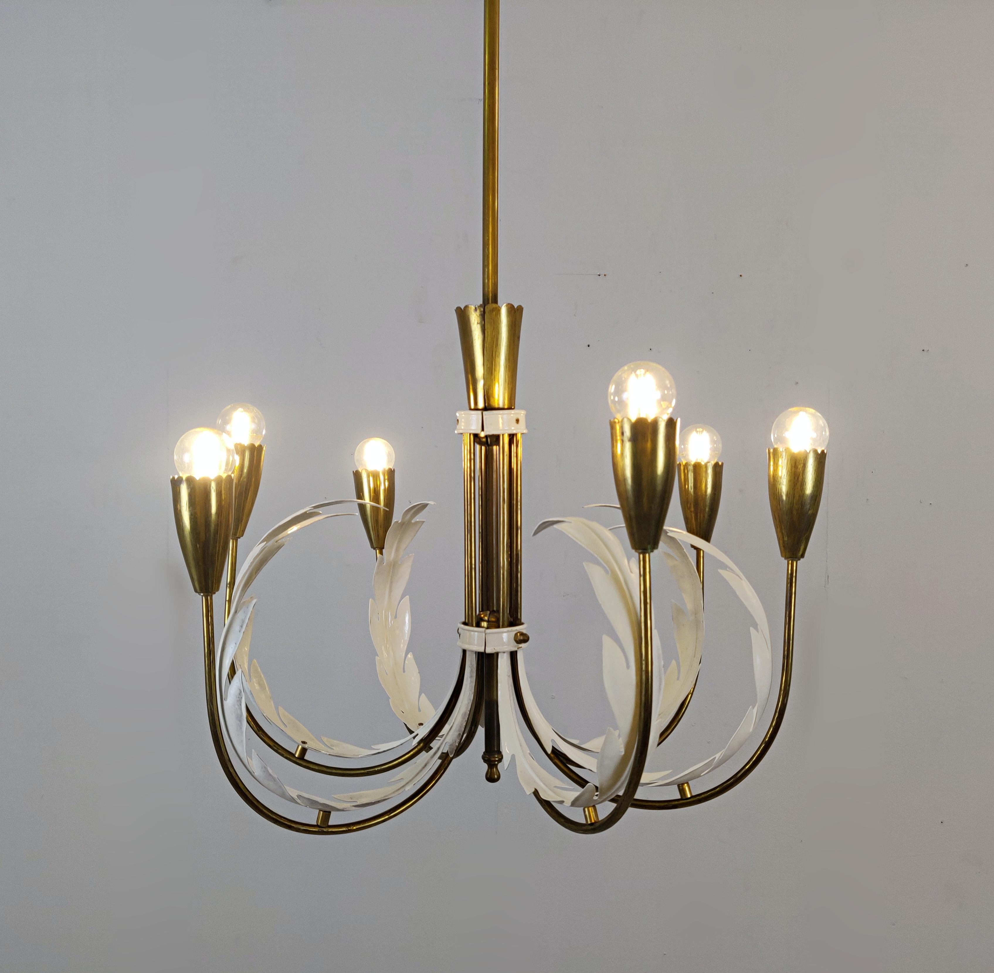 Pair of Italian Brass Chandeliers For Sale 2