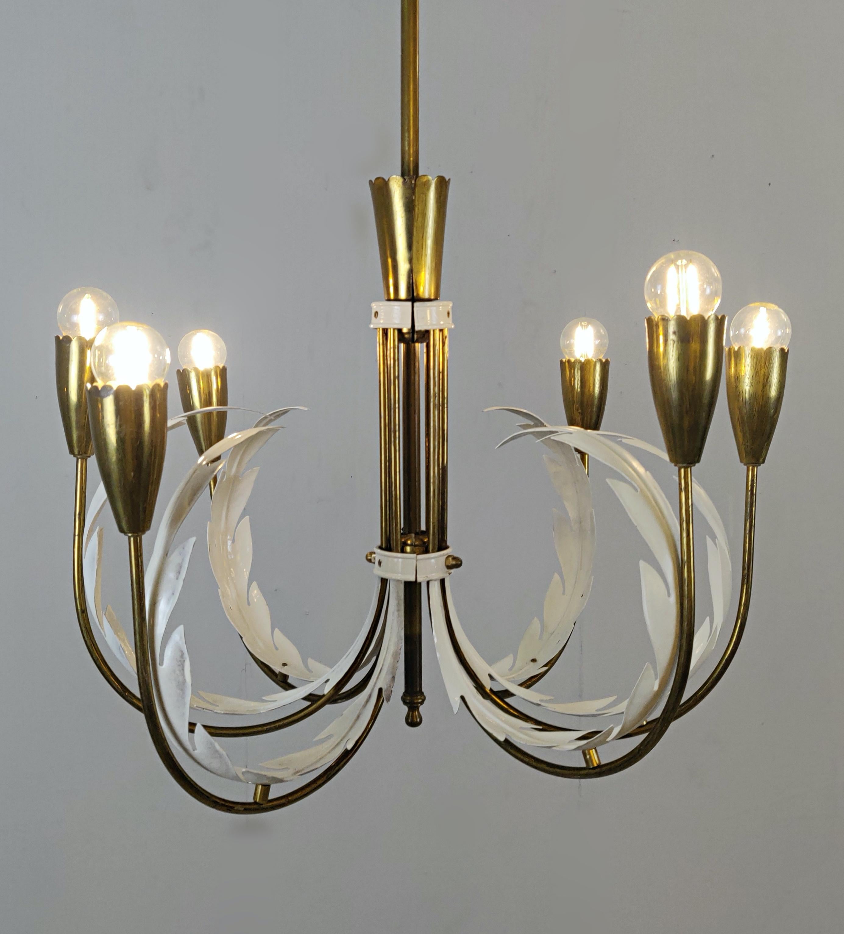 Pair of Italian Brass Chandeliers For Sale 3