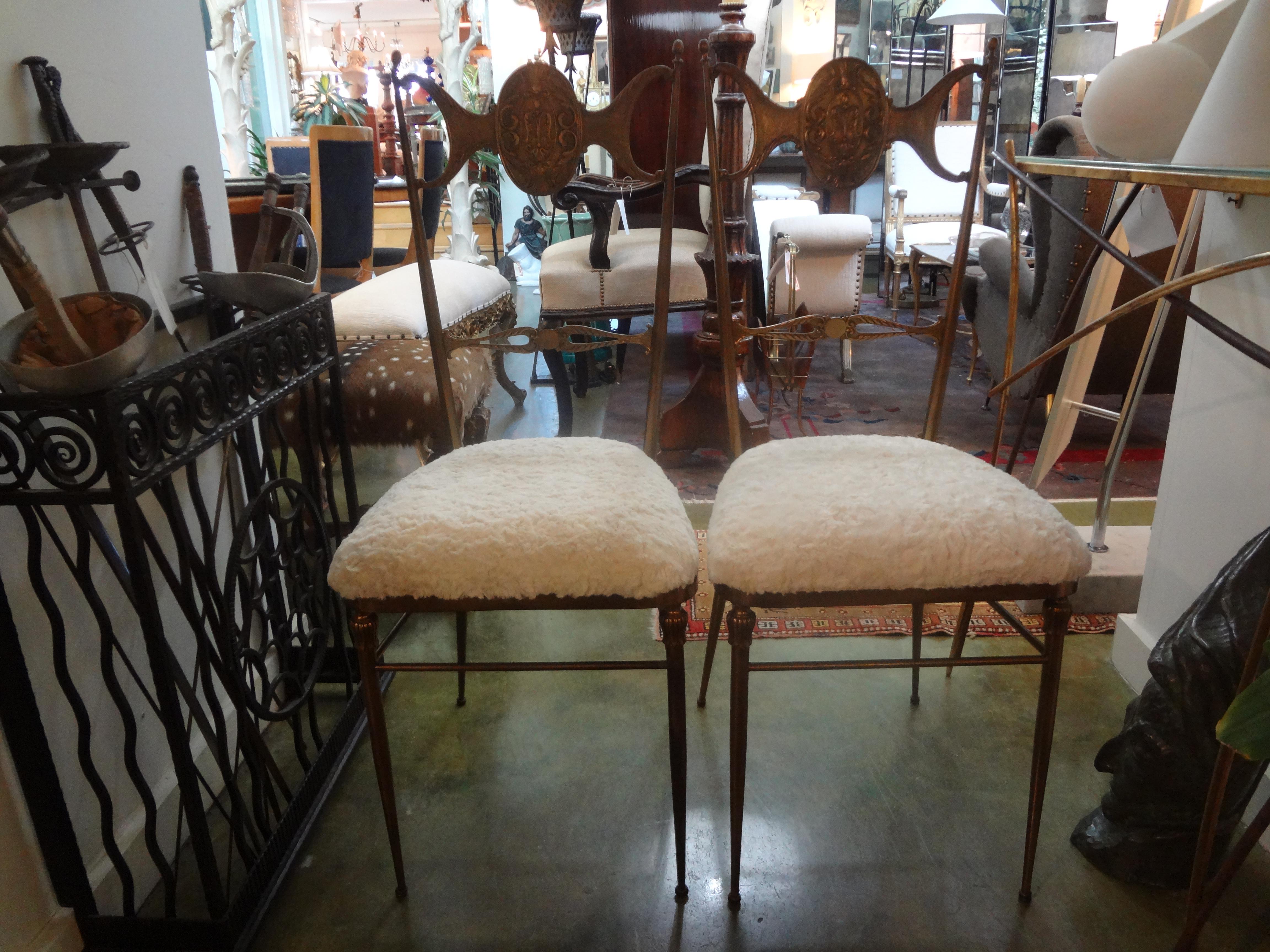 Pair of Italian Brass Chiavari Chairs For Sale 4