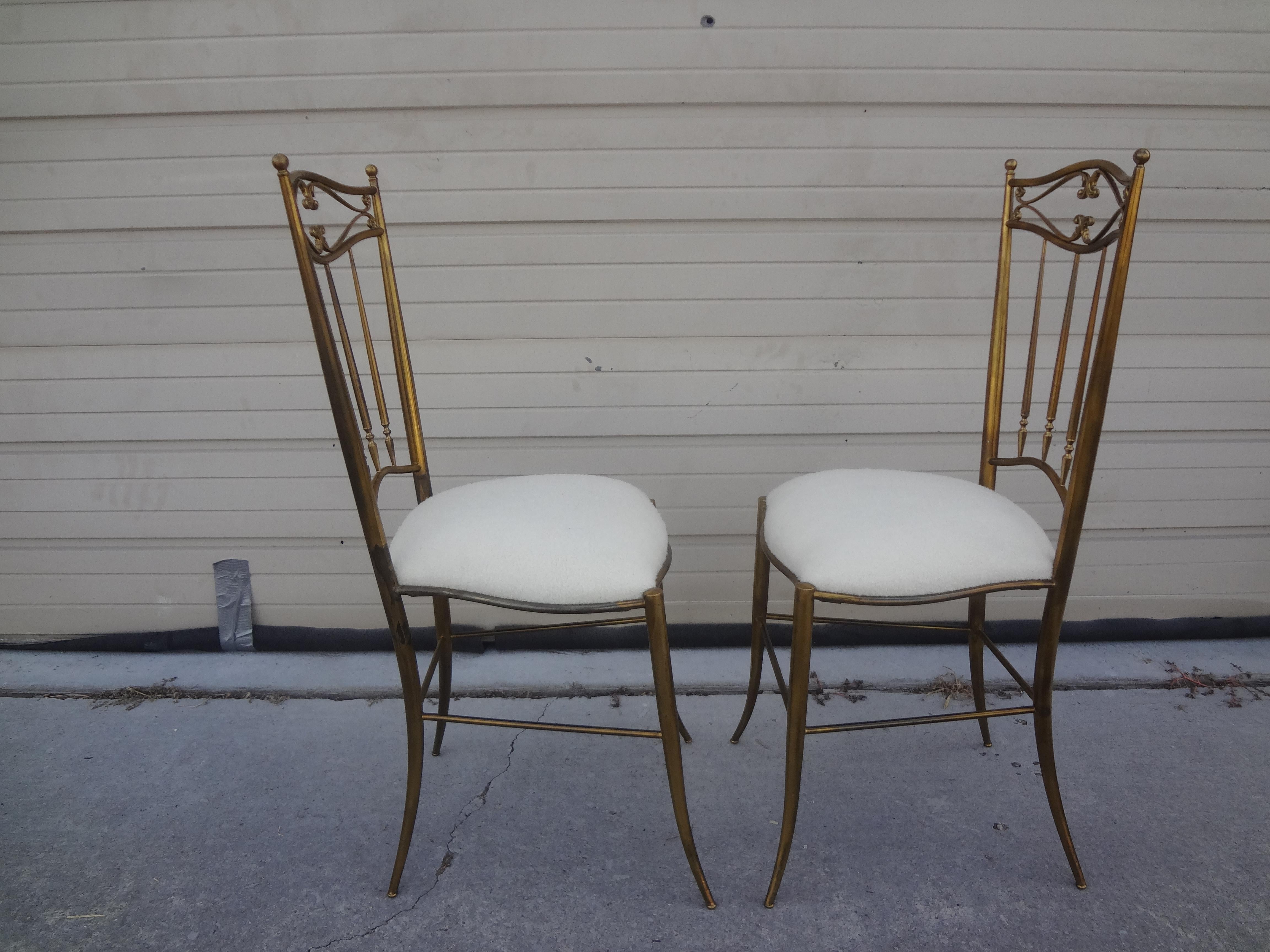 Pair of Italian Brass Chiavari Chairs 1