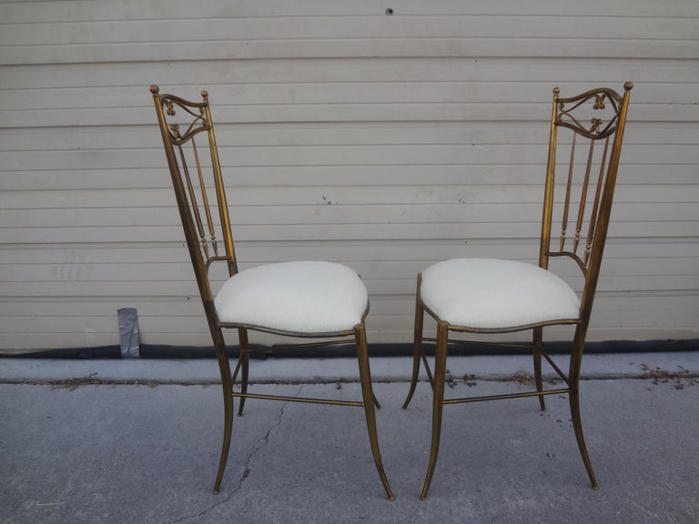 Pair of Italian Brass Chiavari Chairs For Sale 1