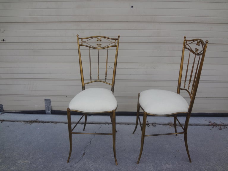Pair of Italian Brass Chiavari Chairs For Sale 3