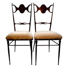 Pair of Italian Brass Chiavari Chairs
