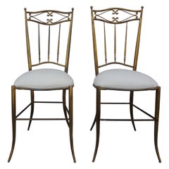 Pair of Italian Brass Chiavari Chairs