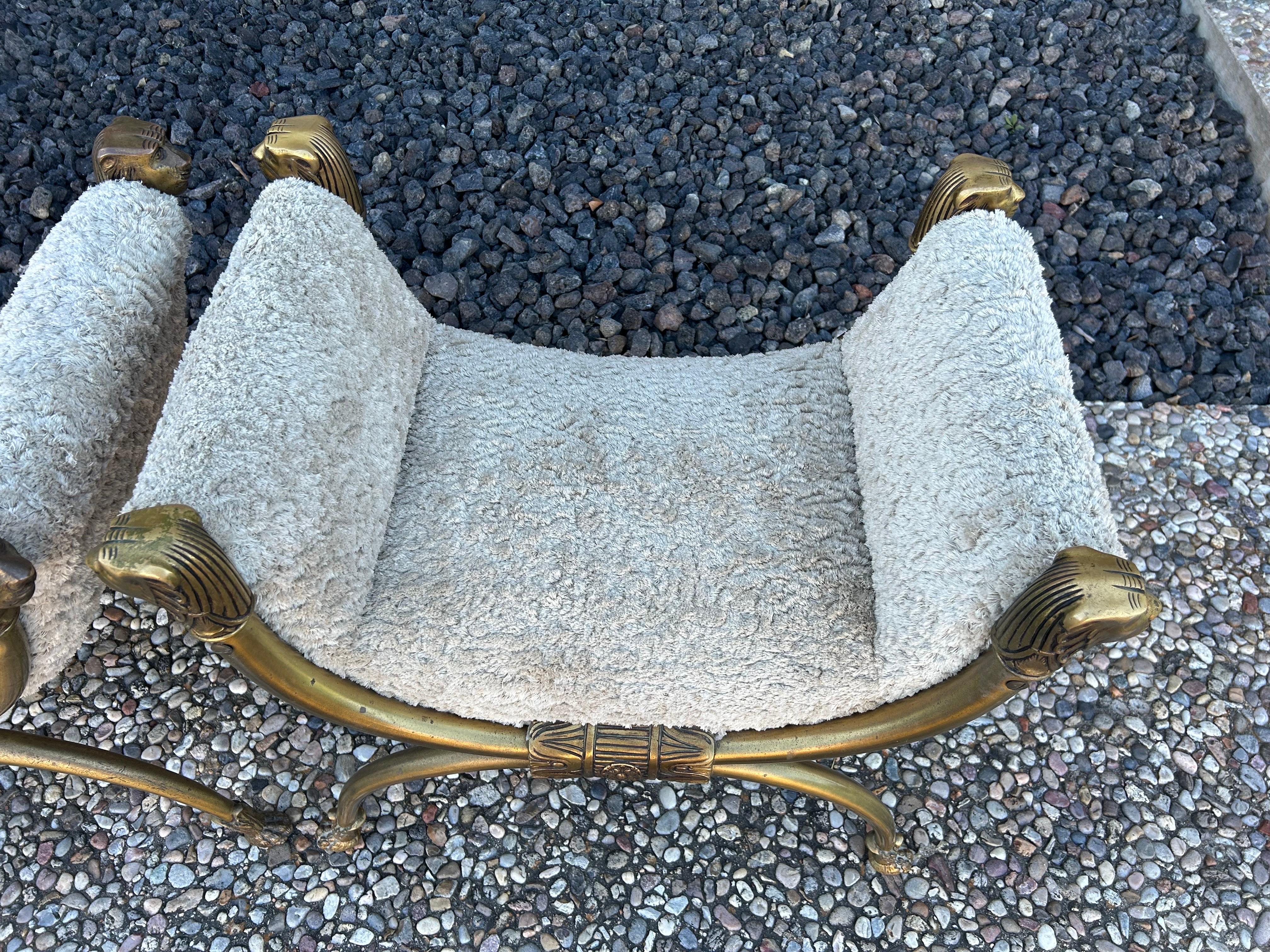 Pair Of Italian Brass Curule Benches With Lions Heads For Sale 1