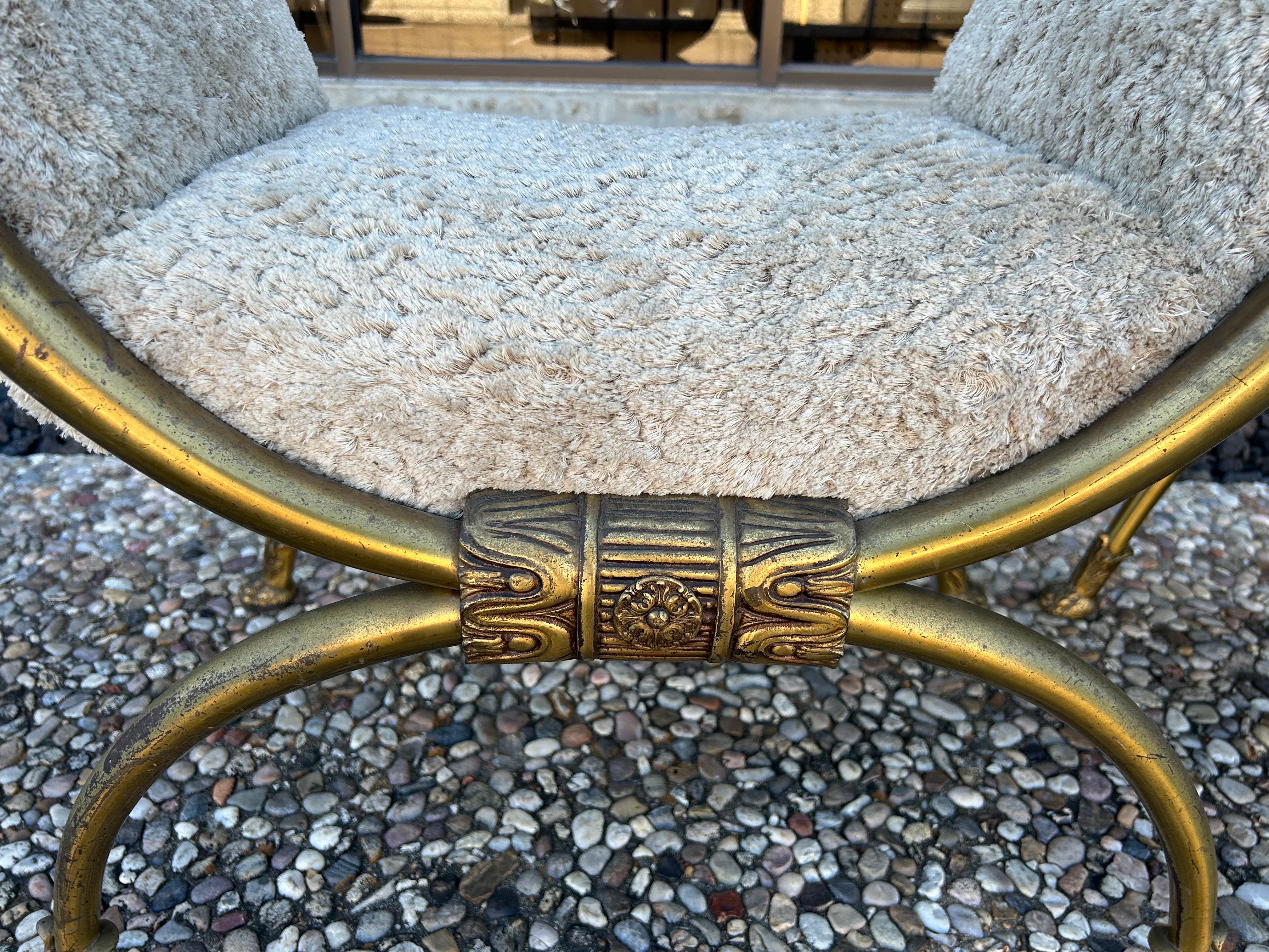 Pair Of Italian Brass Curule Benches With Lions Heads For Sale 4