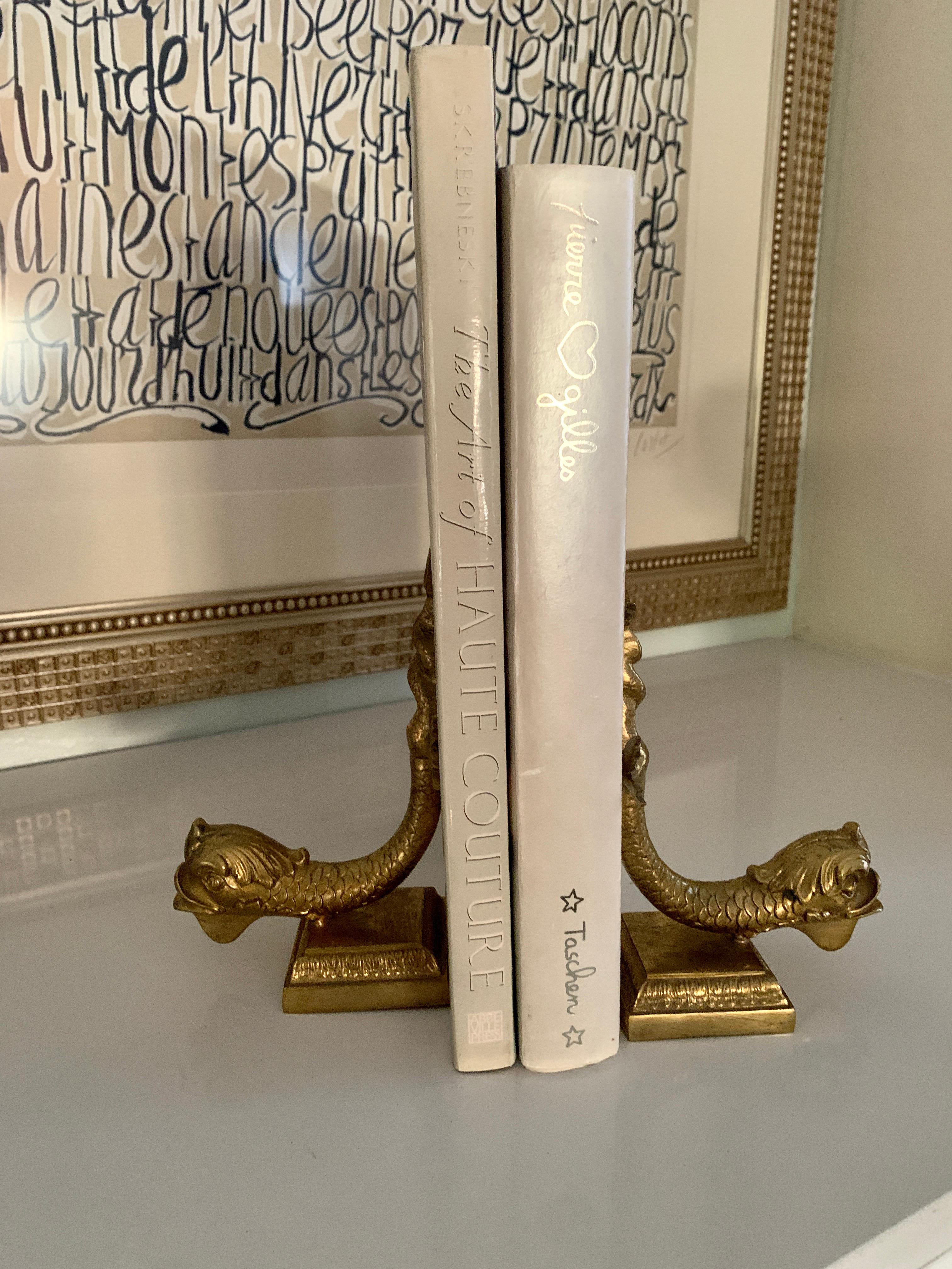 20th Century Pair of Italian Brass Dolphin Bookends
