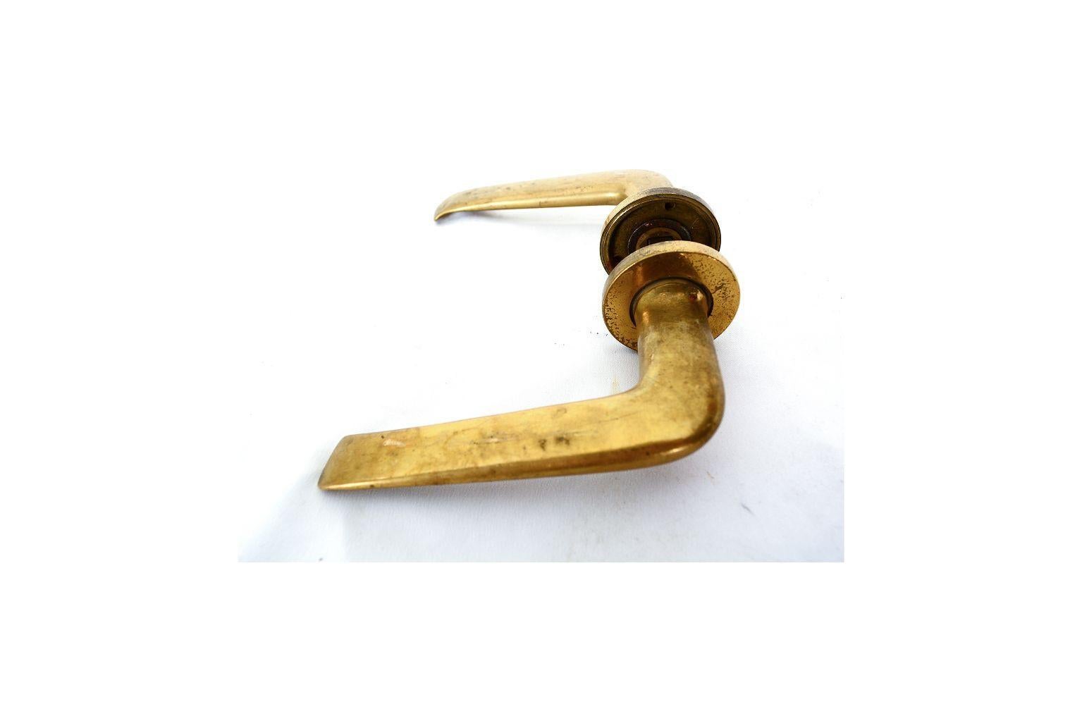 Pair of Italian Brass Door Pull Handles by Gio Ponti, Italy, 1950s In Good Condition In Chula Vista, CA