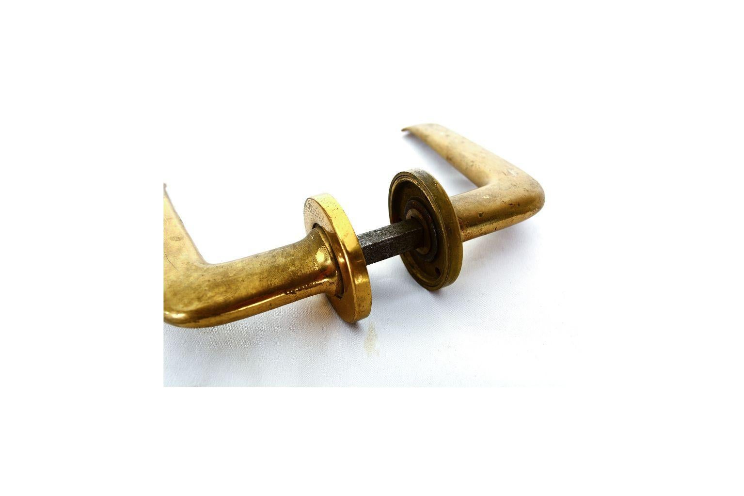 Mid-20th Century Pair of Italian Brass Door Pull Handles by Gio Ponti, Italy, 1950s