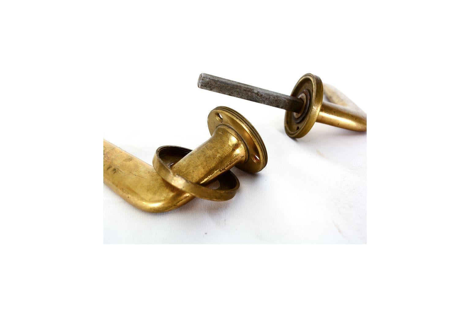 Pair of Italian Brass Door Pull Handles by Gio Ponti, Italy, 1950s 1