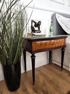 Pair of Italian Brass Glass Mid-Century Art Deco Night Stands Bed Side Tables