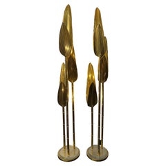 Pair of Italian Brass Leaf Floor Lamps