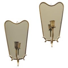 Coppia di specchiere italiane in ottone