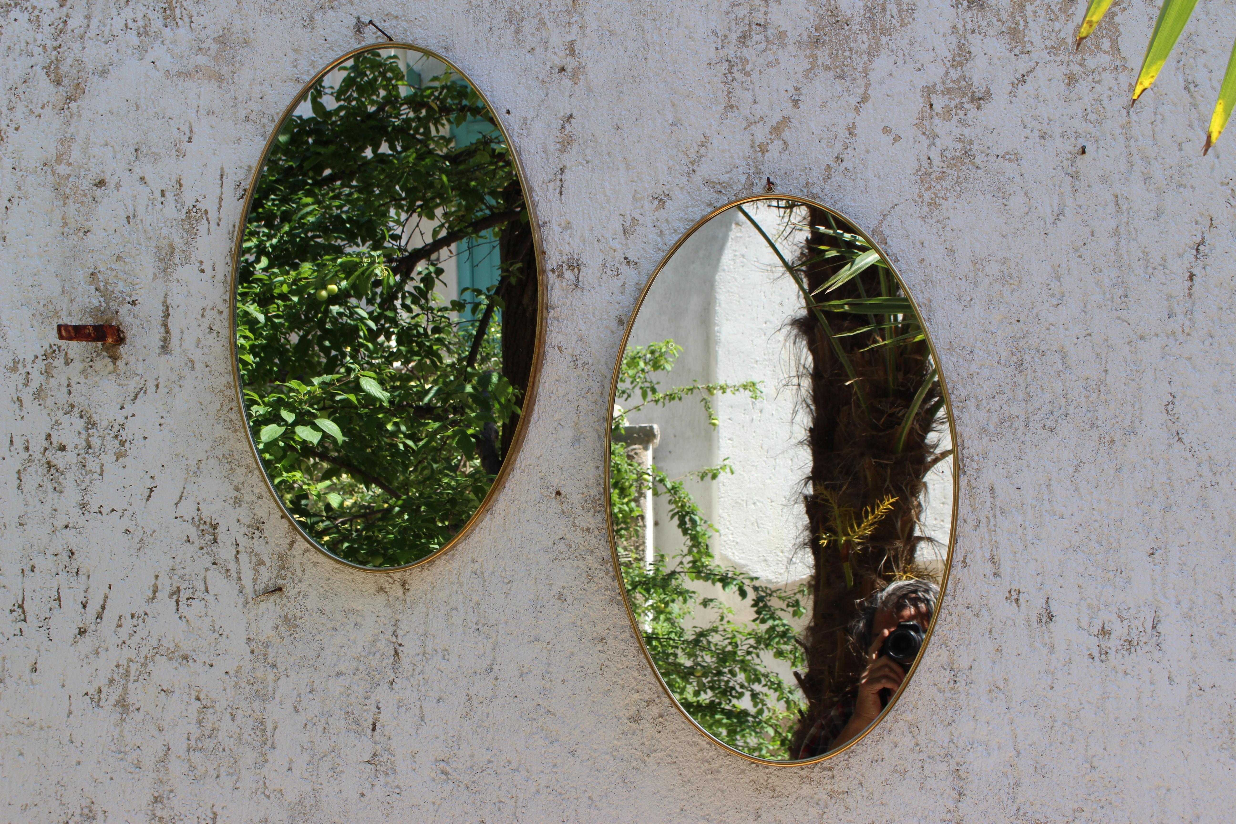 Pair of Italian Brass Mirrors 1
