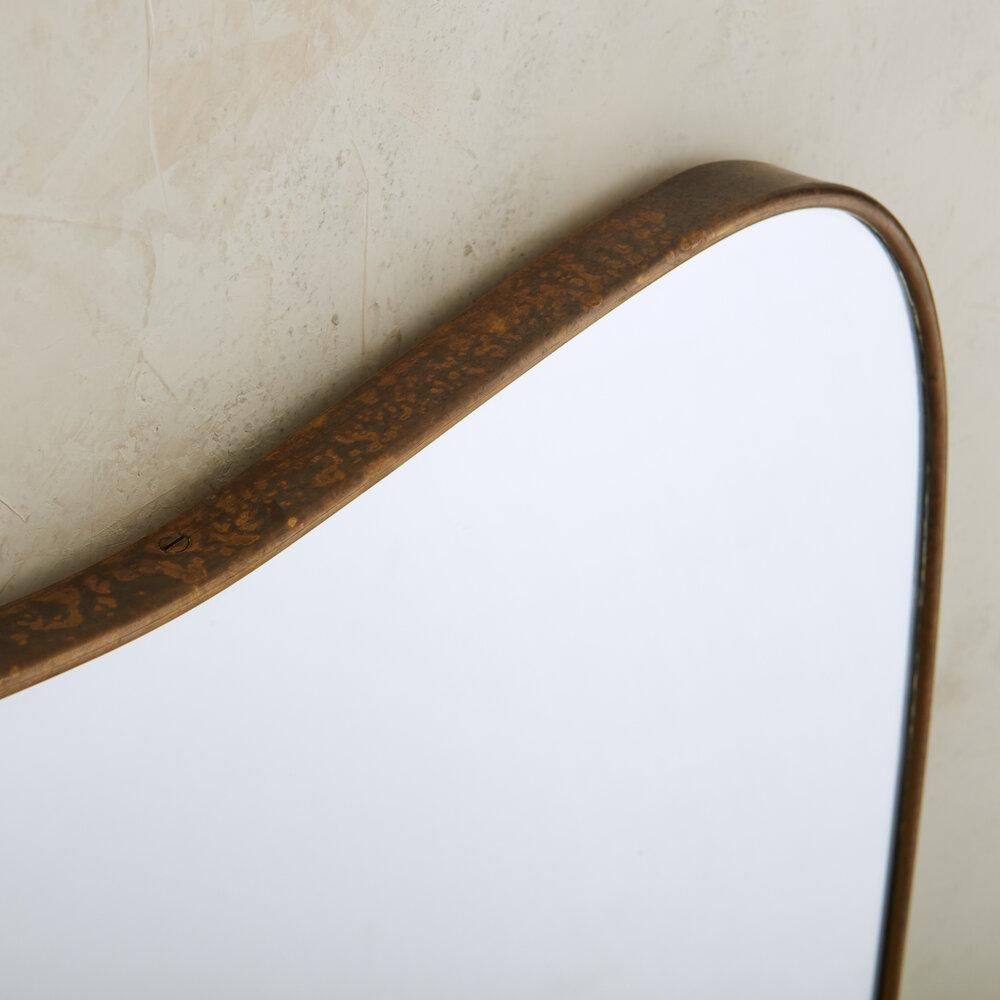 Pair of Italian Brass Mirrors with Rounded Edges 3