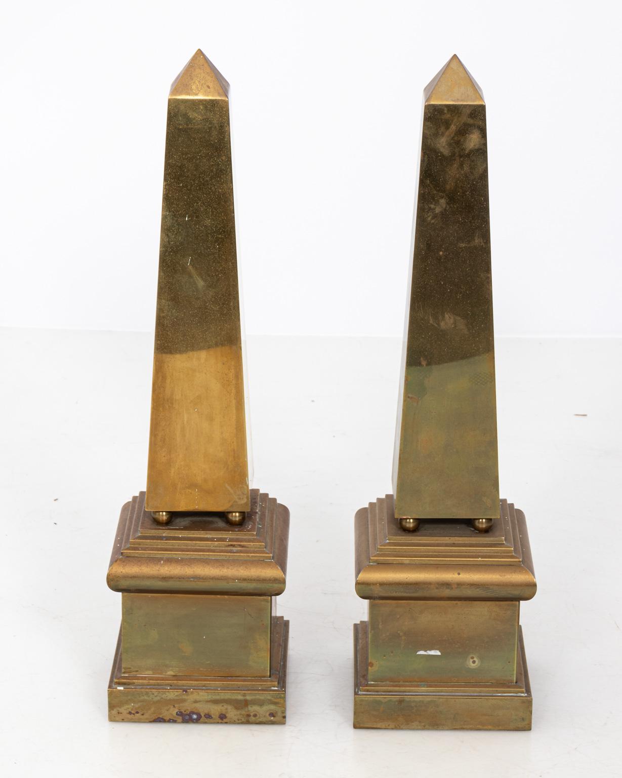 Pair of Italian Brass Obelisks 1