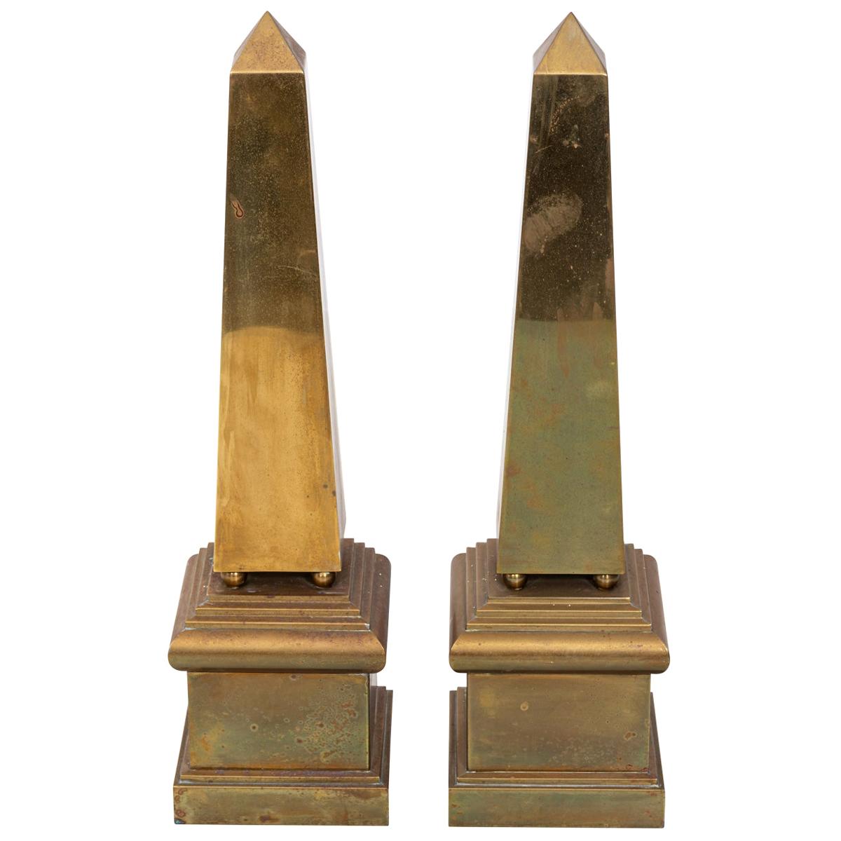 Pair of Italian Brass Obelisks