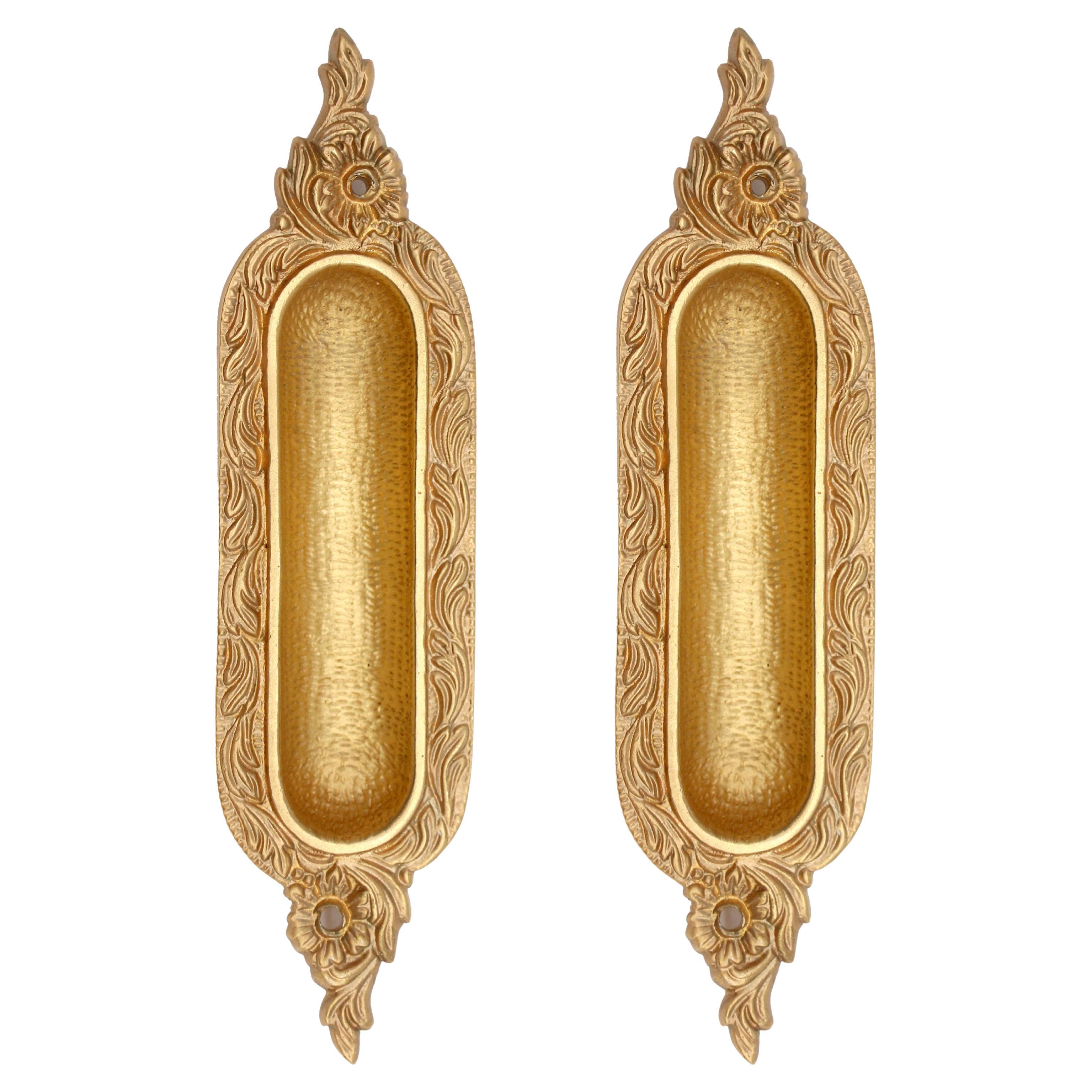 Pair of Italian Brass Pocket Door Pull Set by Salice Paolo with a Gold Finish