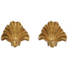 Pair of Italian Brass Shell Garniture