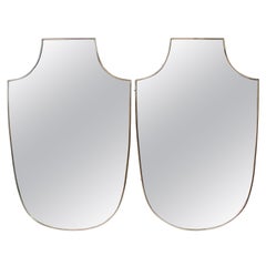 Pair of Italian Brass Shield Mirrors