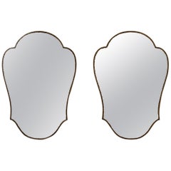 Pair of Italian Brass Shield Mirrors