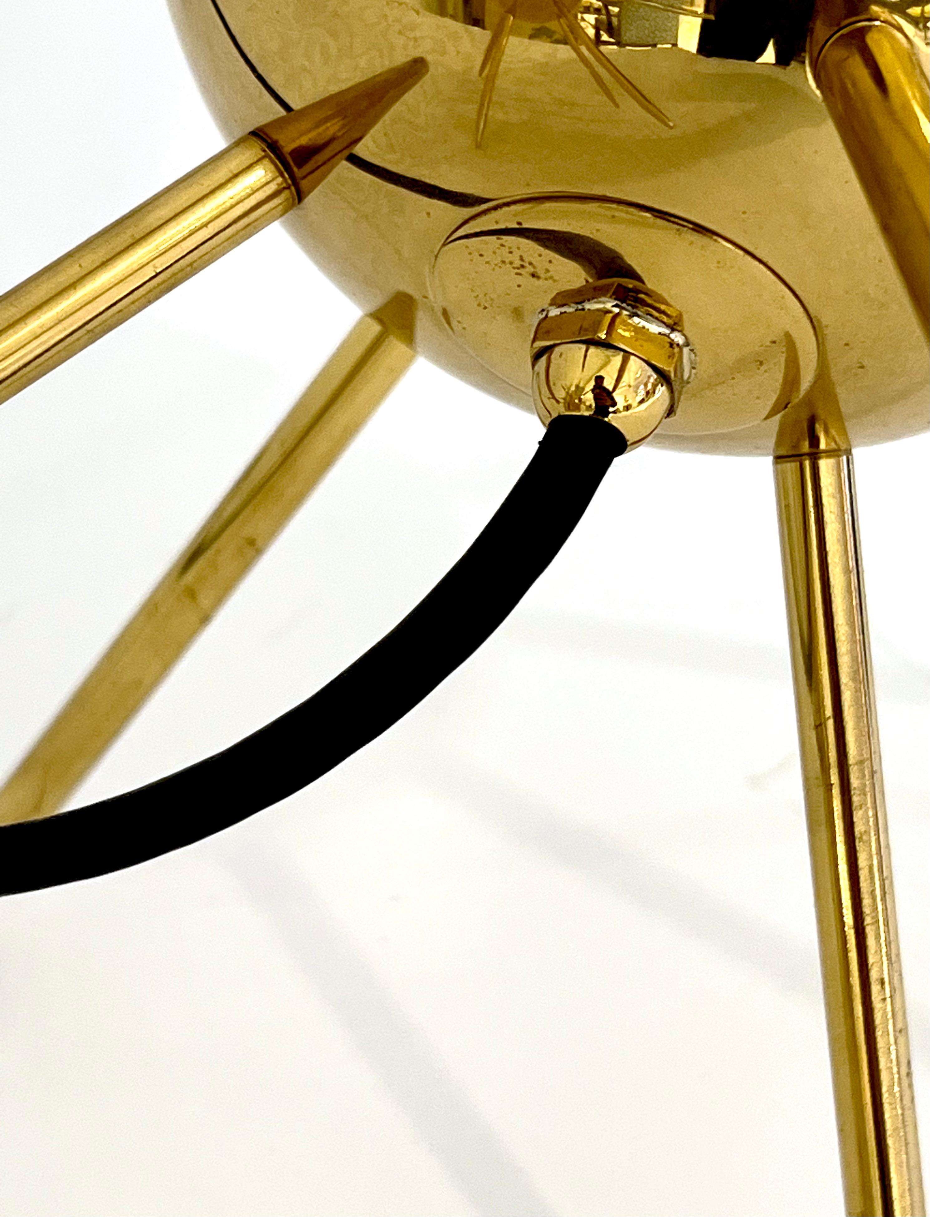 Pair of Italian Brass Sputnik Lights For Sale 5