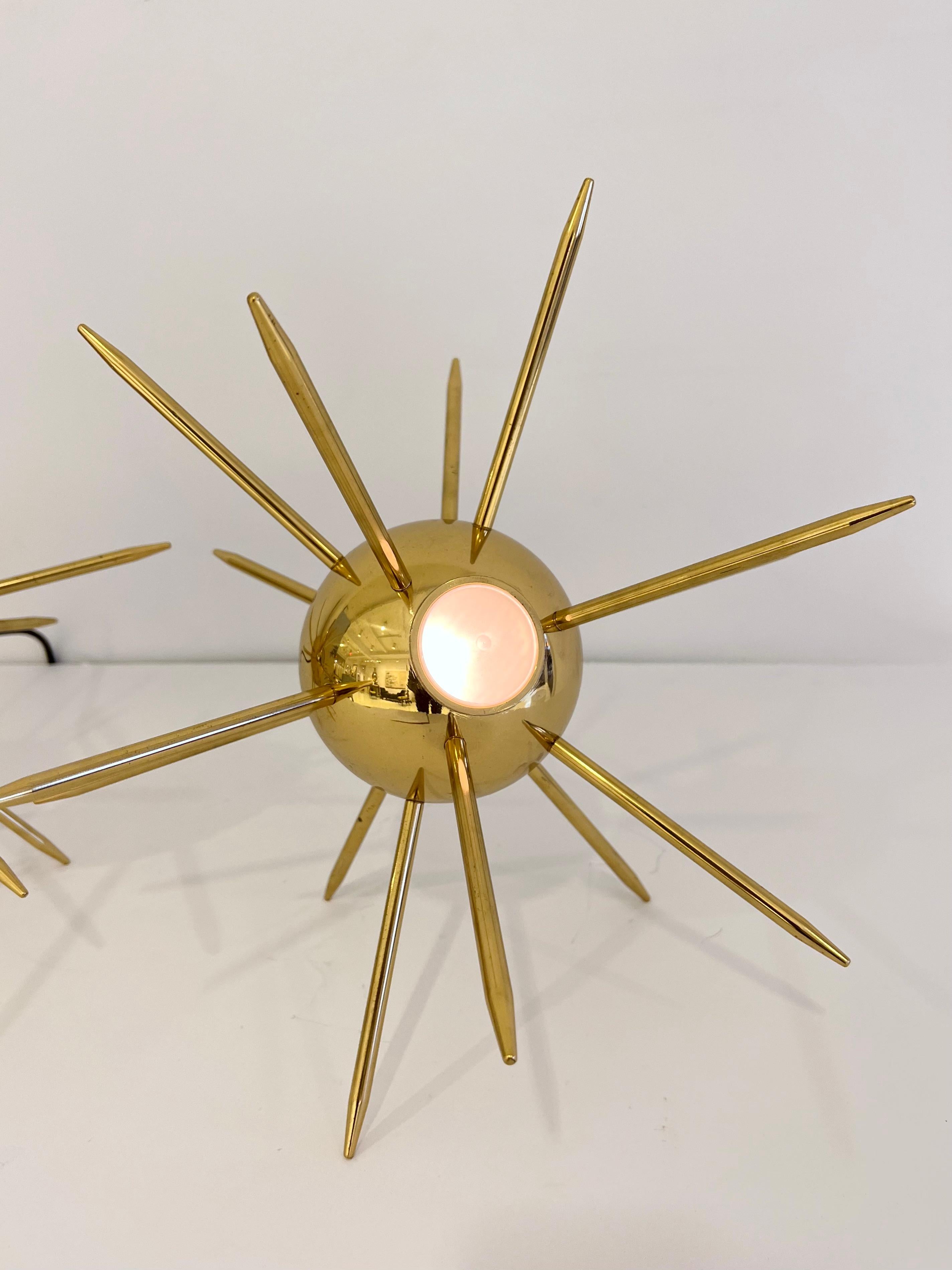 Pair of Italian Brass Sputnik Lights For Sale 5