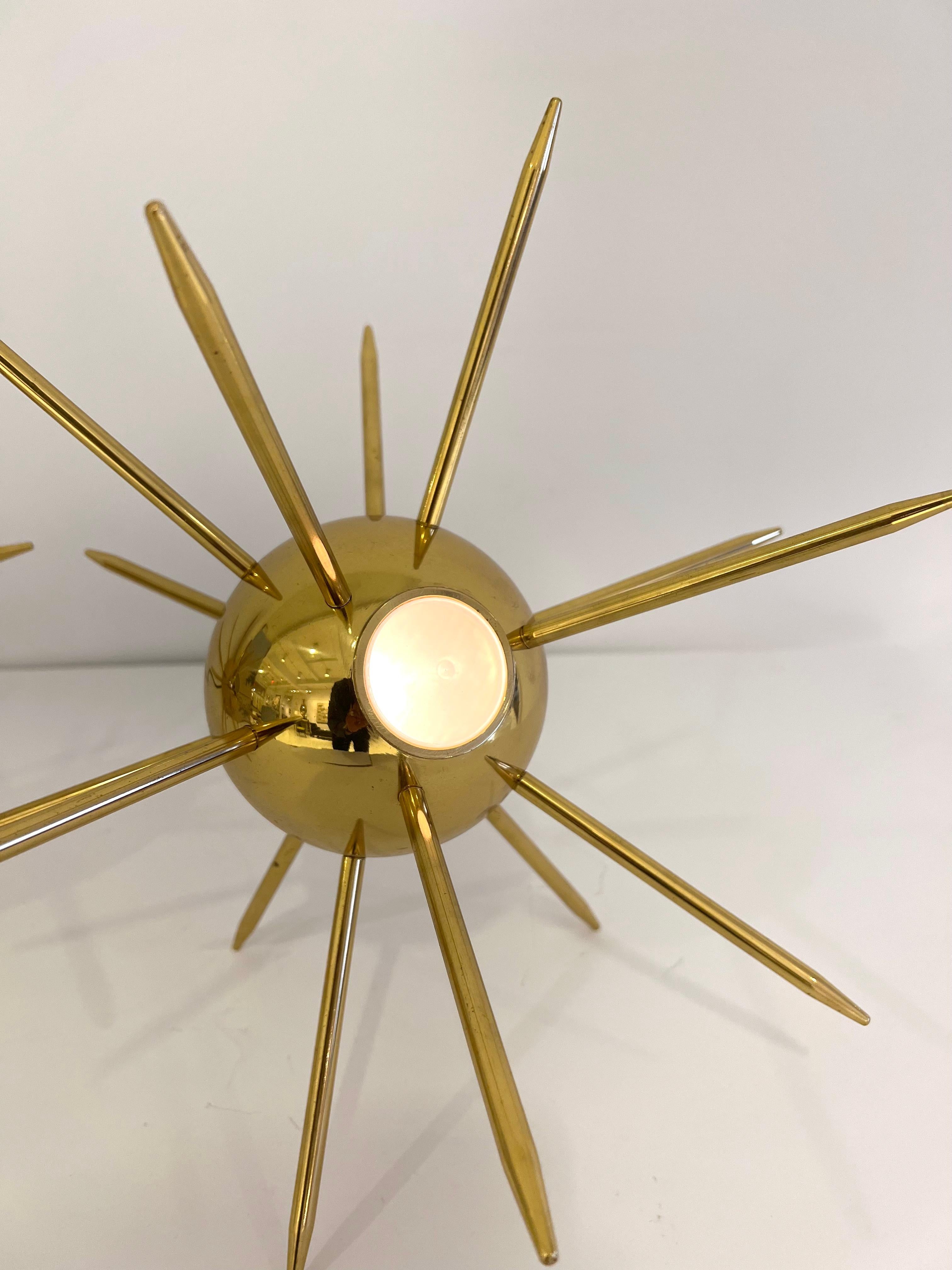 Pair of Italian Brass Sputnik Lights For Sale 7