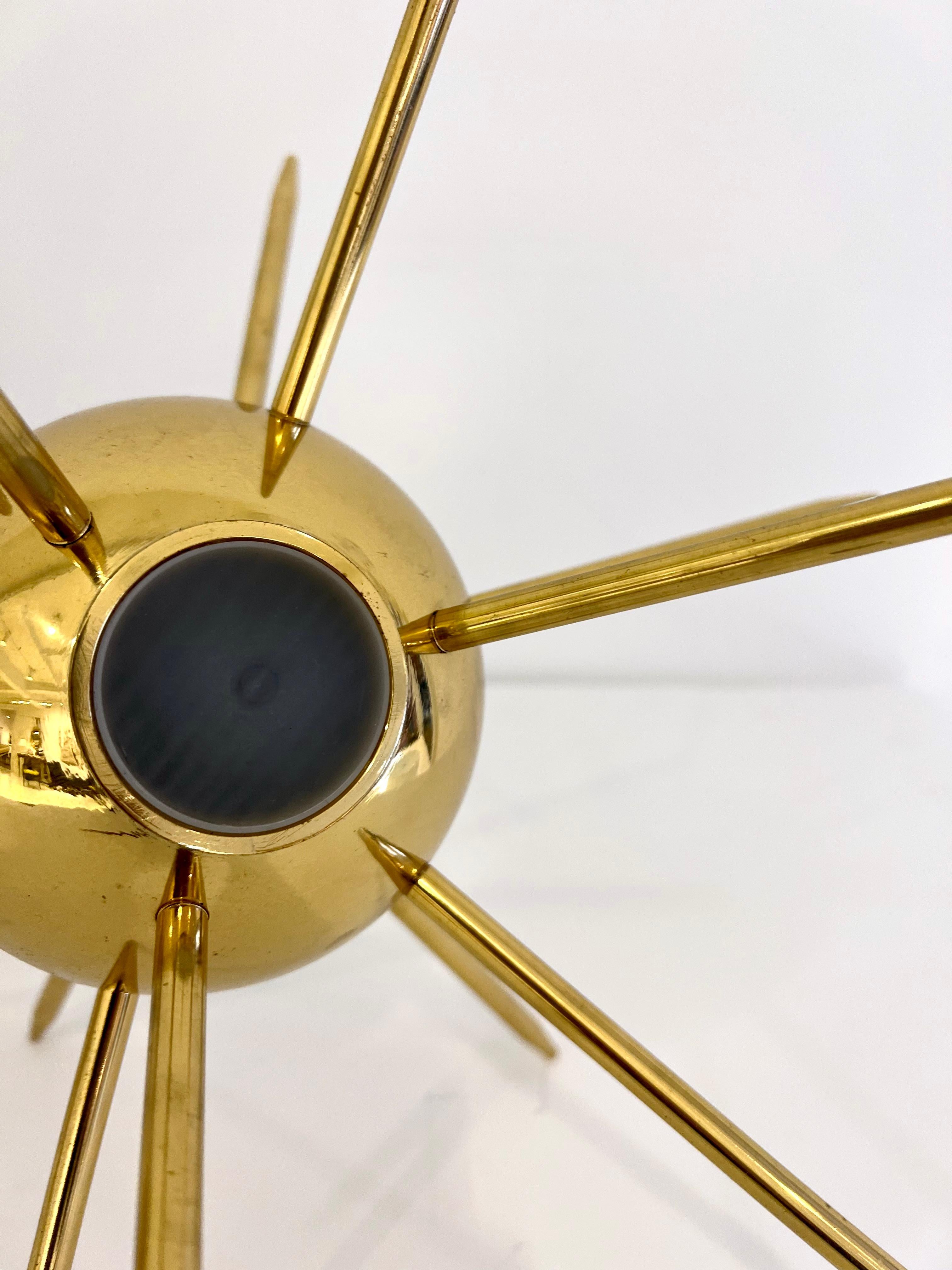 Contemporary Pair of Italian Brass Sputnik Lights For Sale