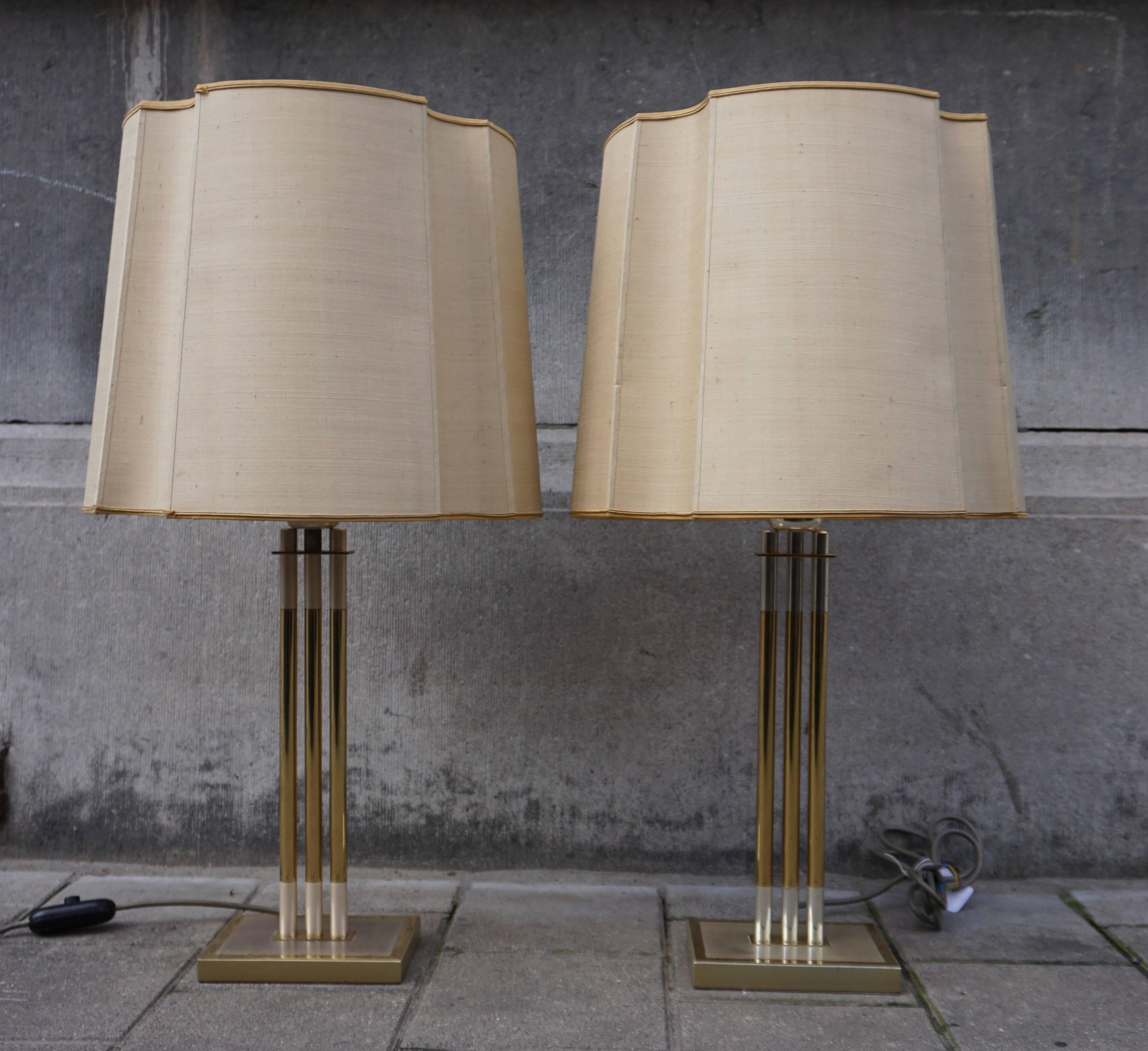 Pair of Italian Brass Table Lamps In Good Condition In Antwerp, BE