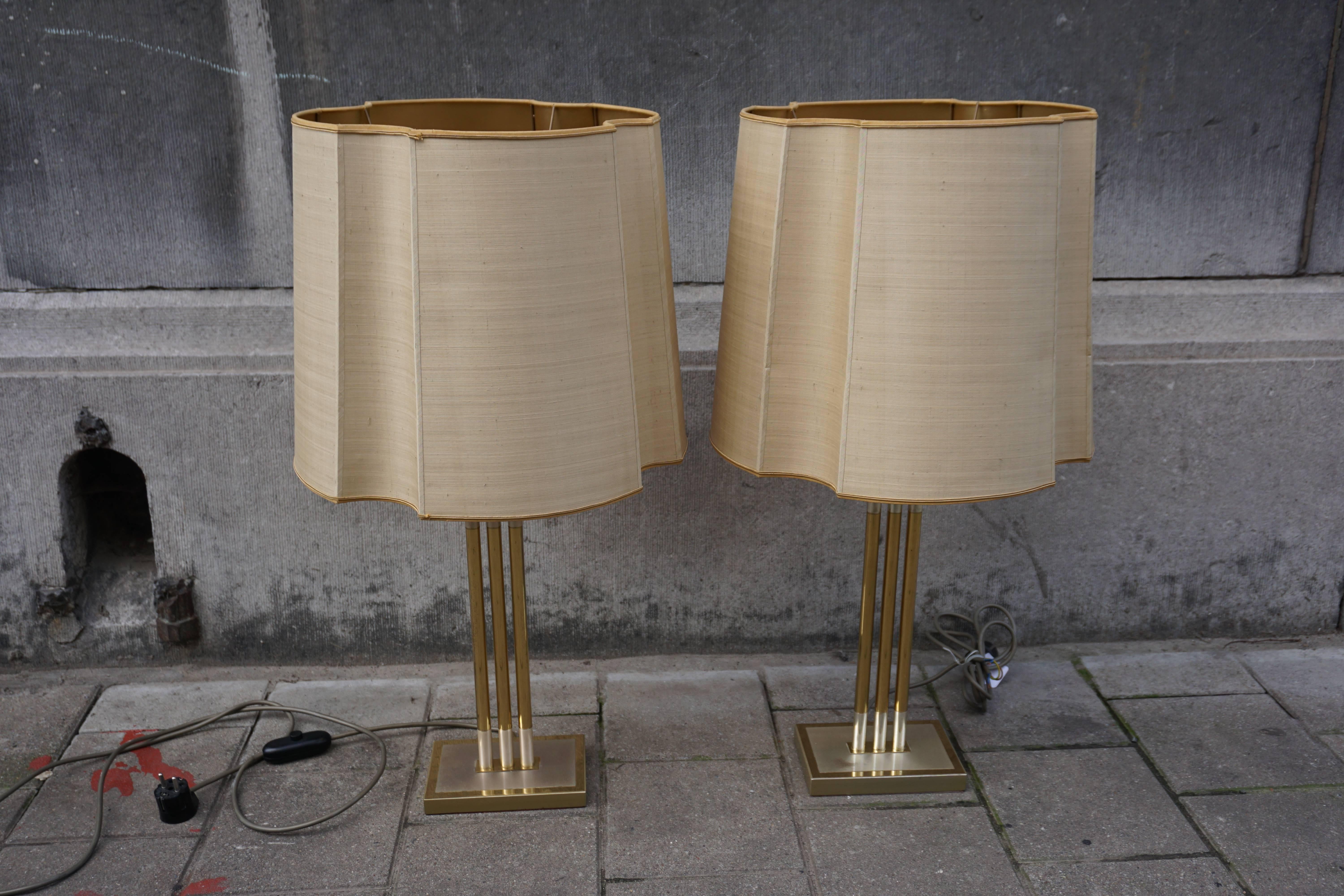 Late 20th Century Pair of Italian Brass Table Lamps