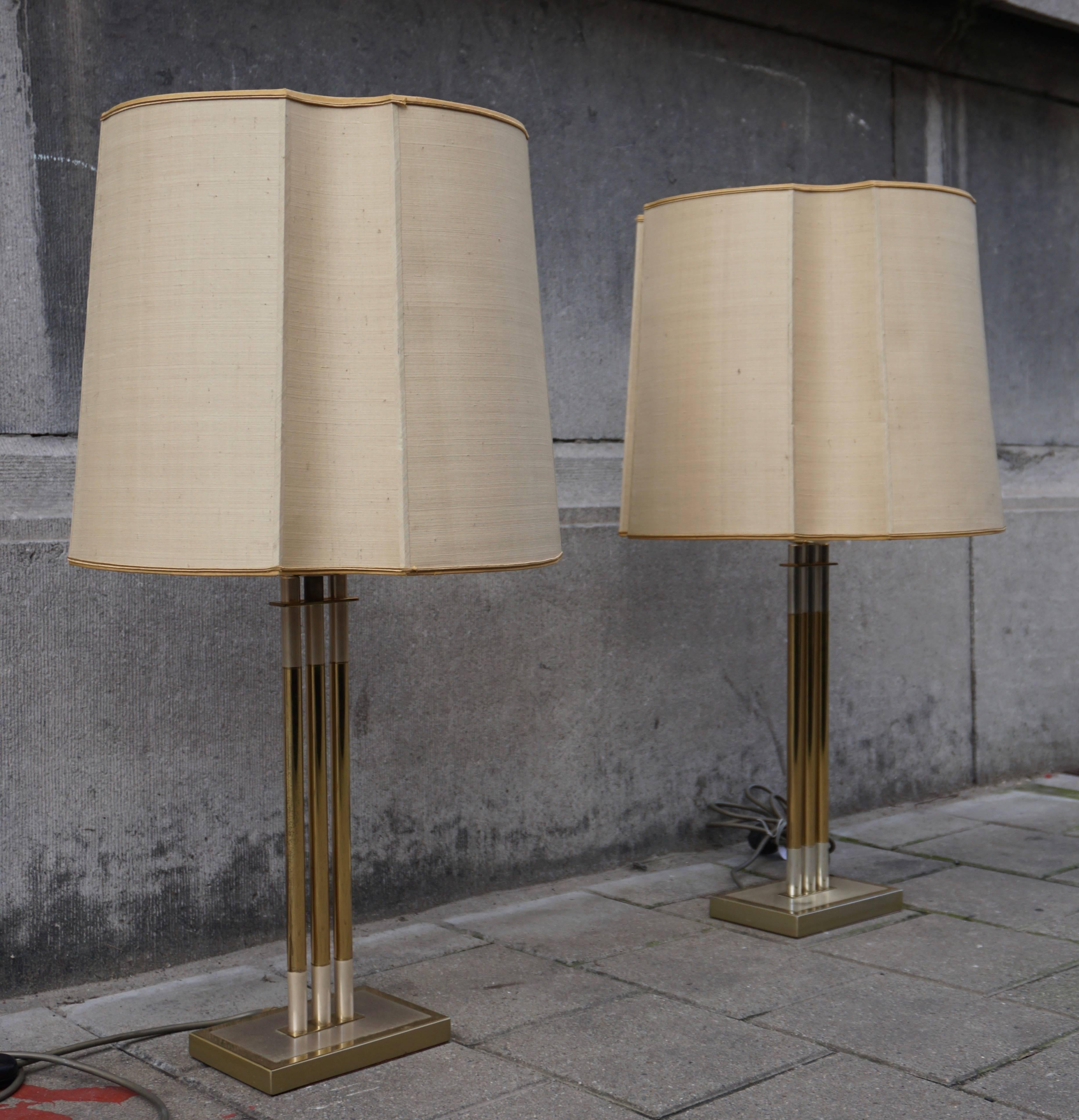 Pair of Italian Brass Table Lamps 1