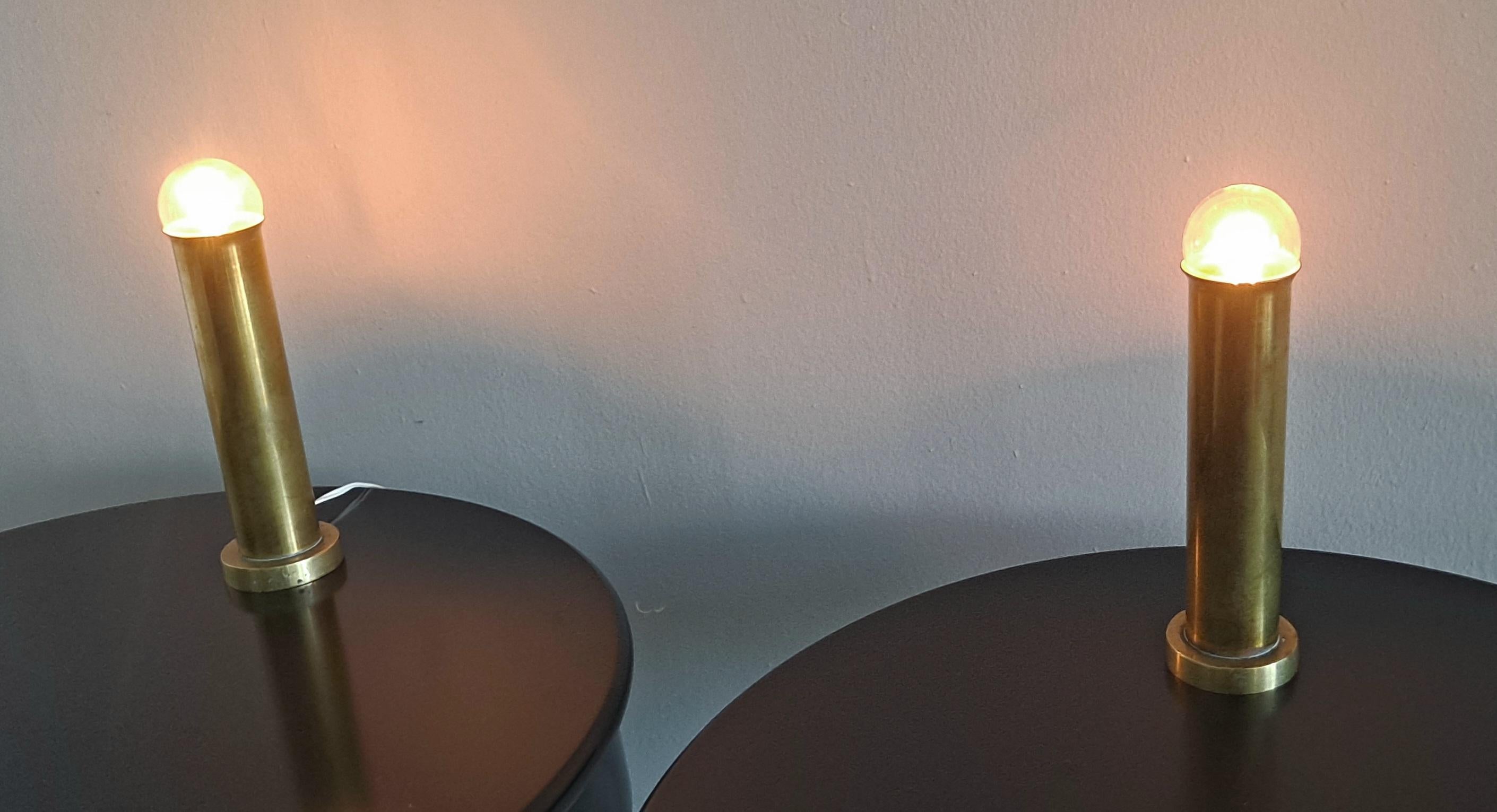 Paire de  Italien  Laiton  Lampes de bureau en vente 2