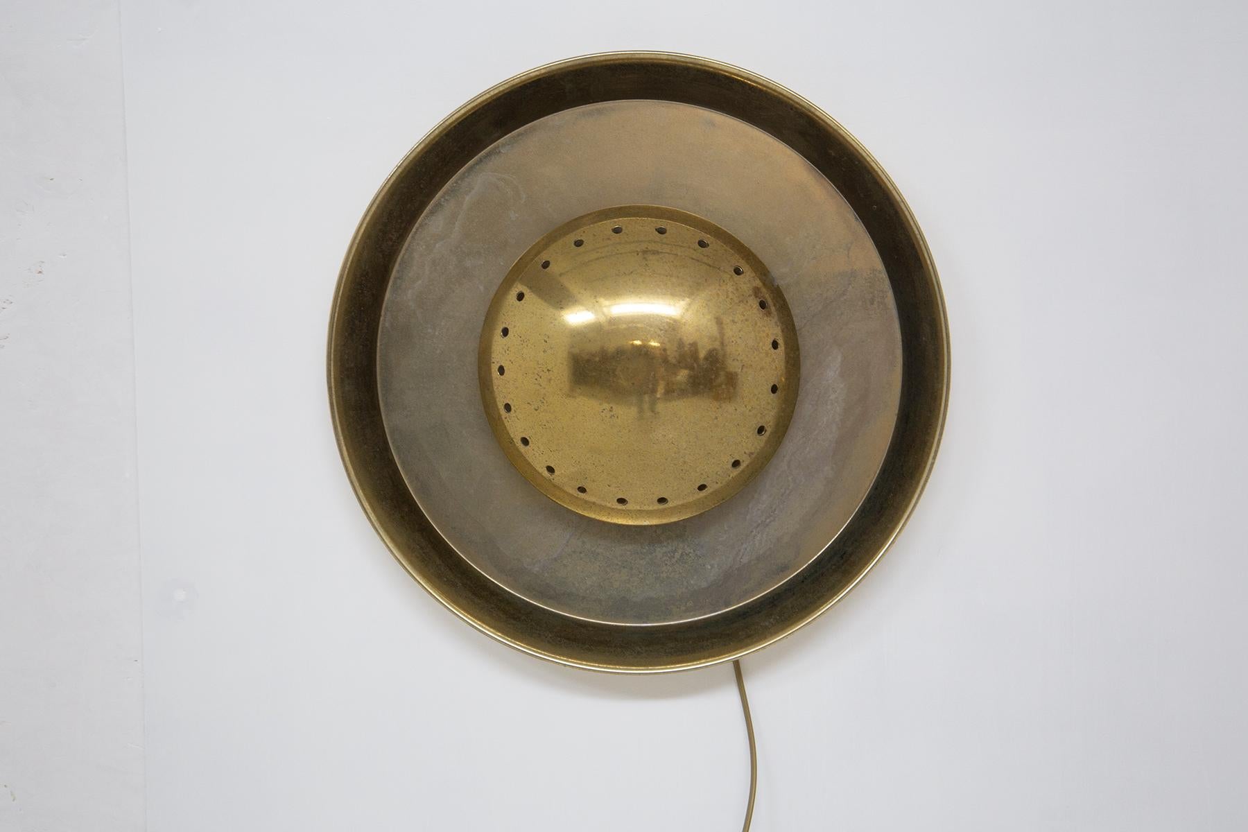 20th Century Pair of Italian Brass Wall Lamps