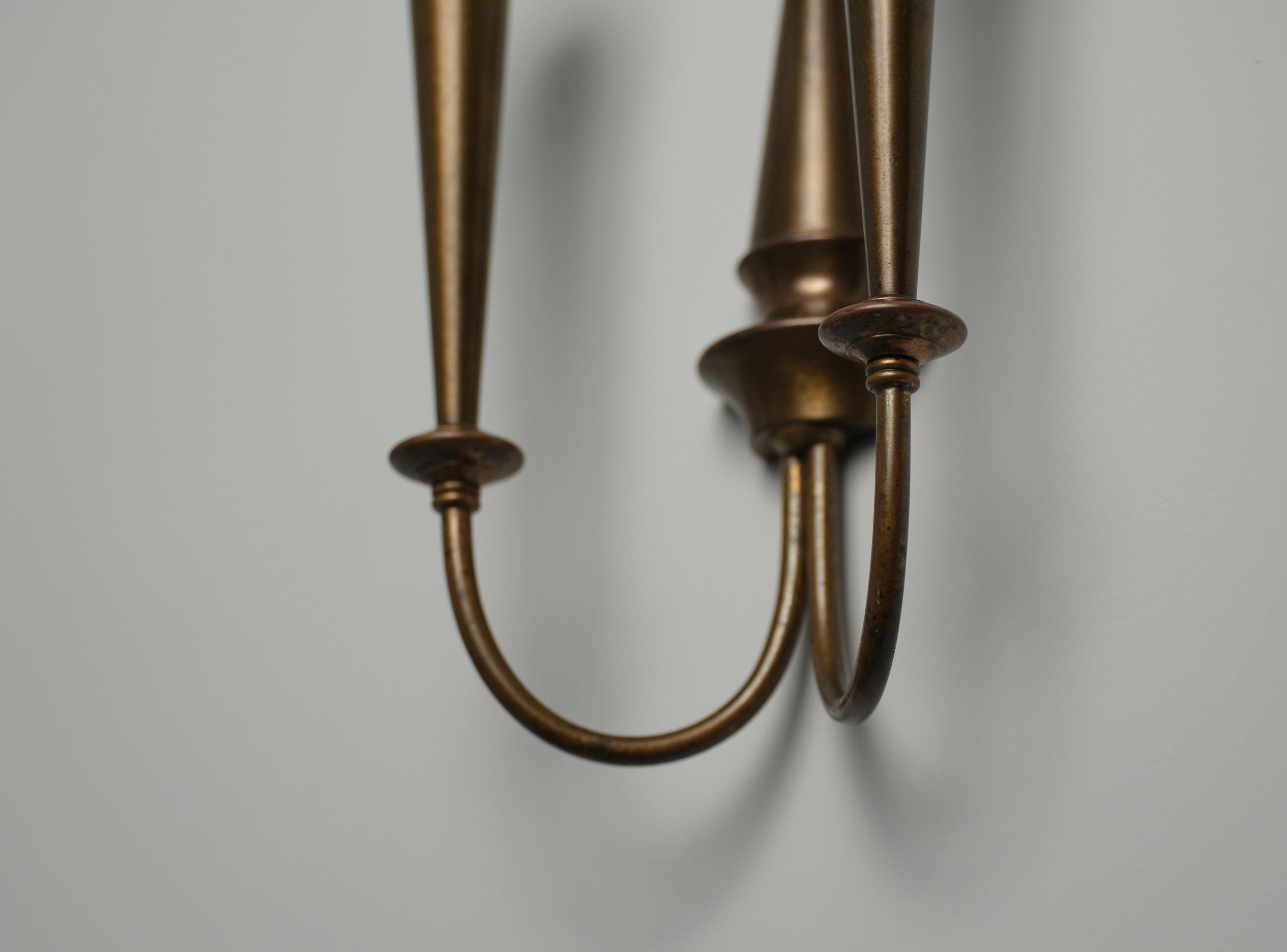 Coppia di appliques italiane in ottone, anni '50 1