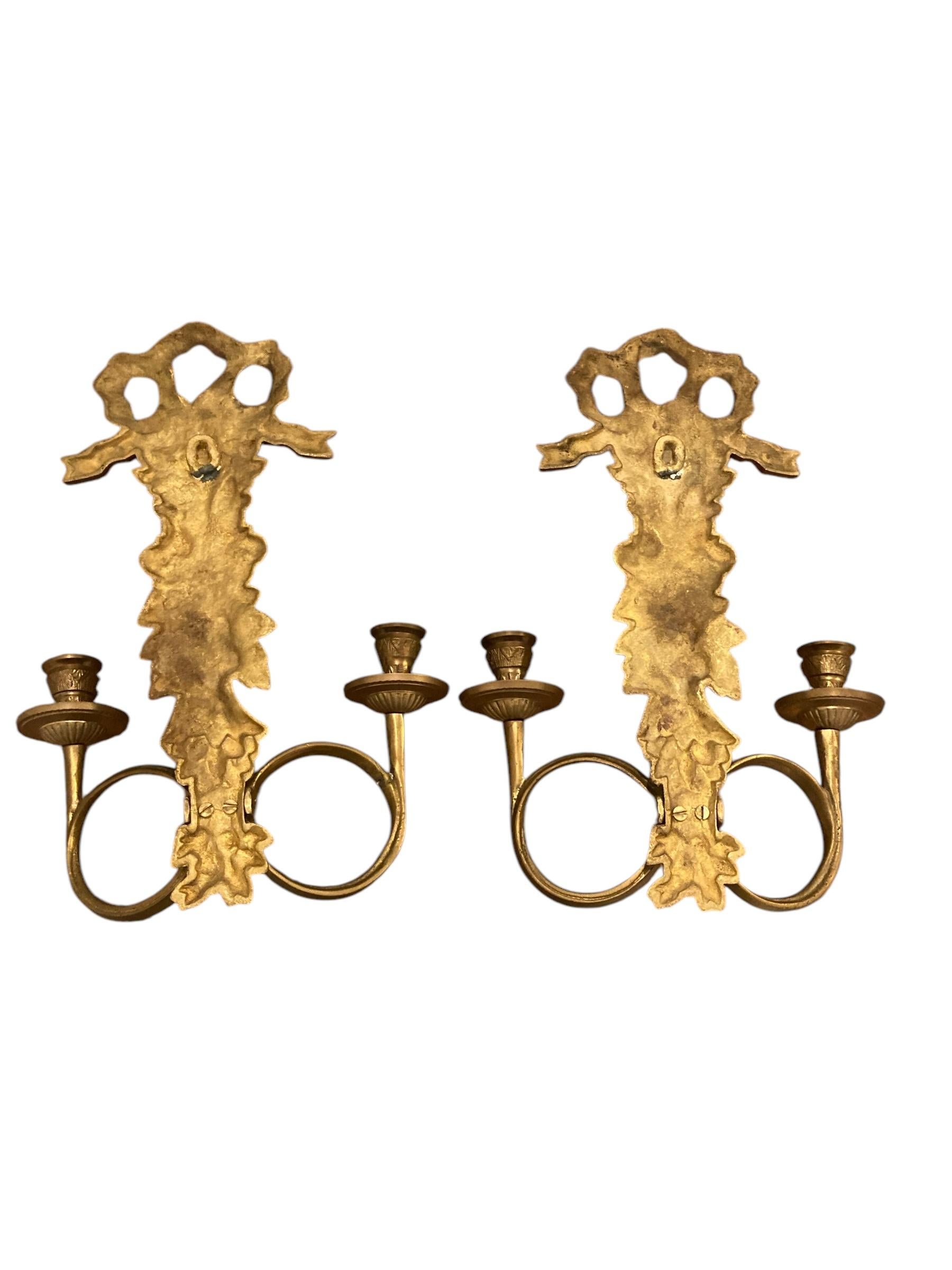 Pareja de apliques de latón italiano, candelabros siglo XX en venta