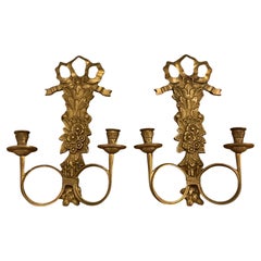 Pair of Italian Brass wall sconces, candelabra