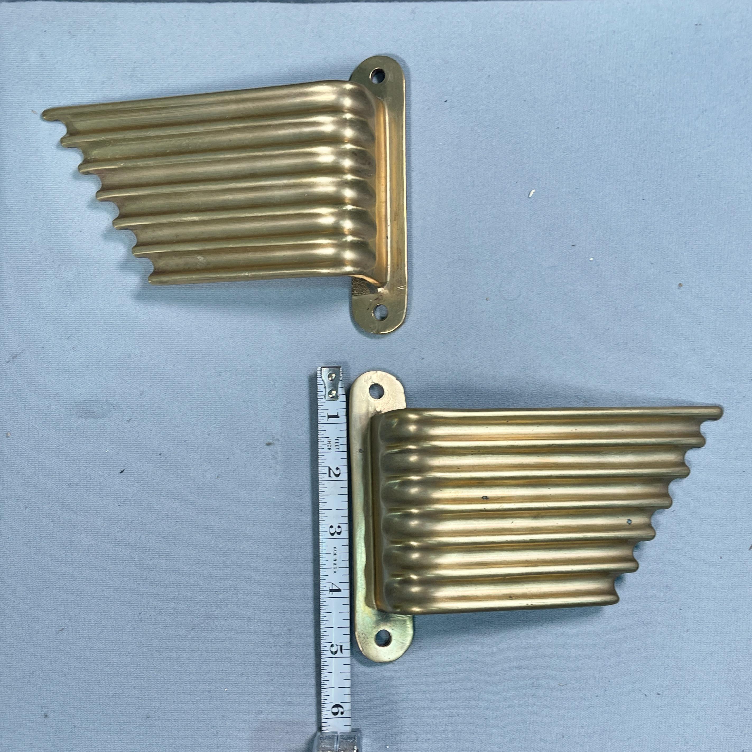 Pair of Italian Brass Wing Form Door Pulls For Sale 1