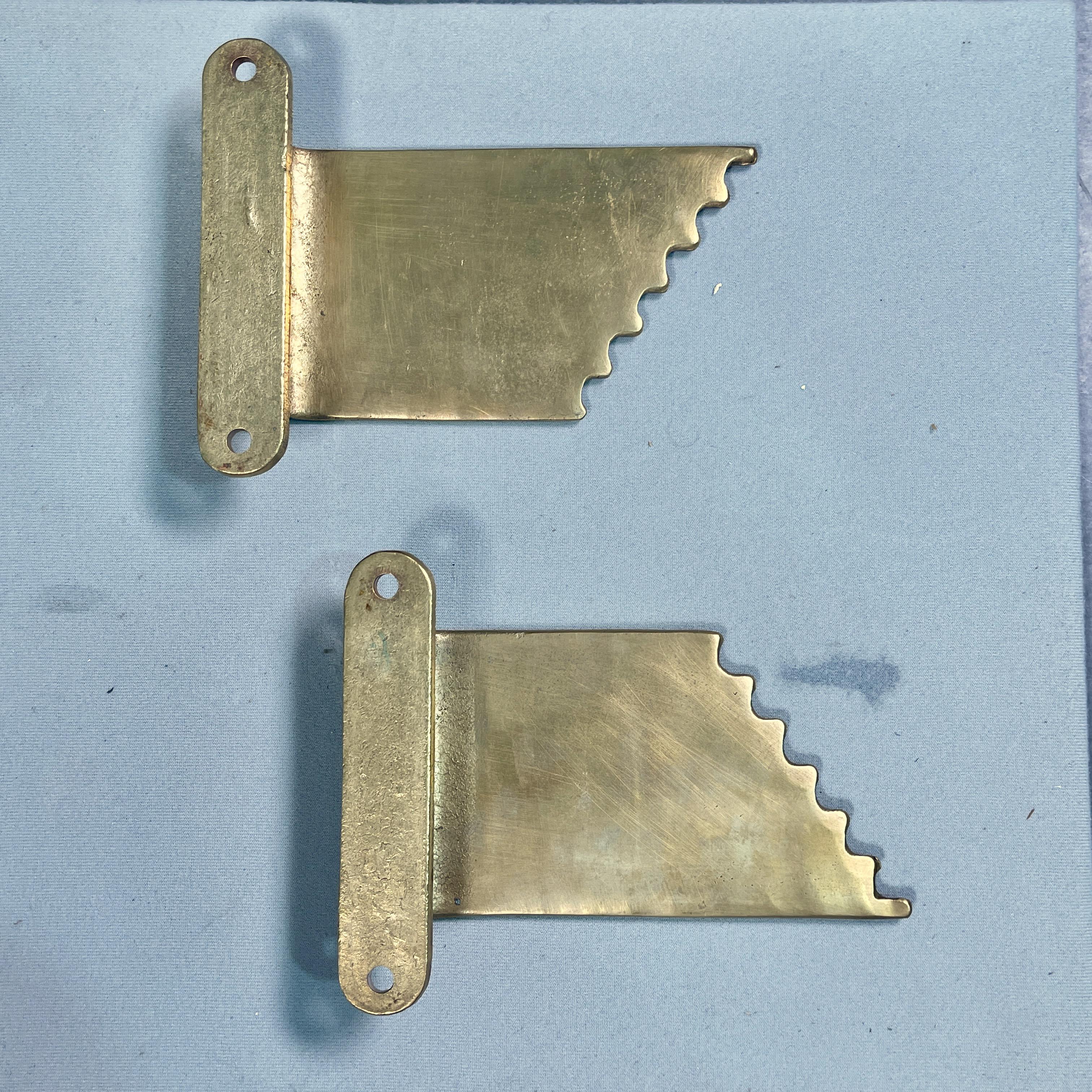 Pair of Italian Brass Wing Form Door Pulls For Sale 3