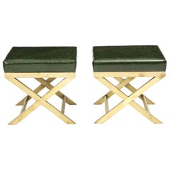 Pair of Italian Brass X Benches