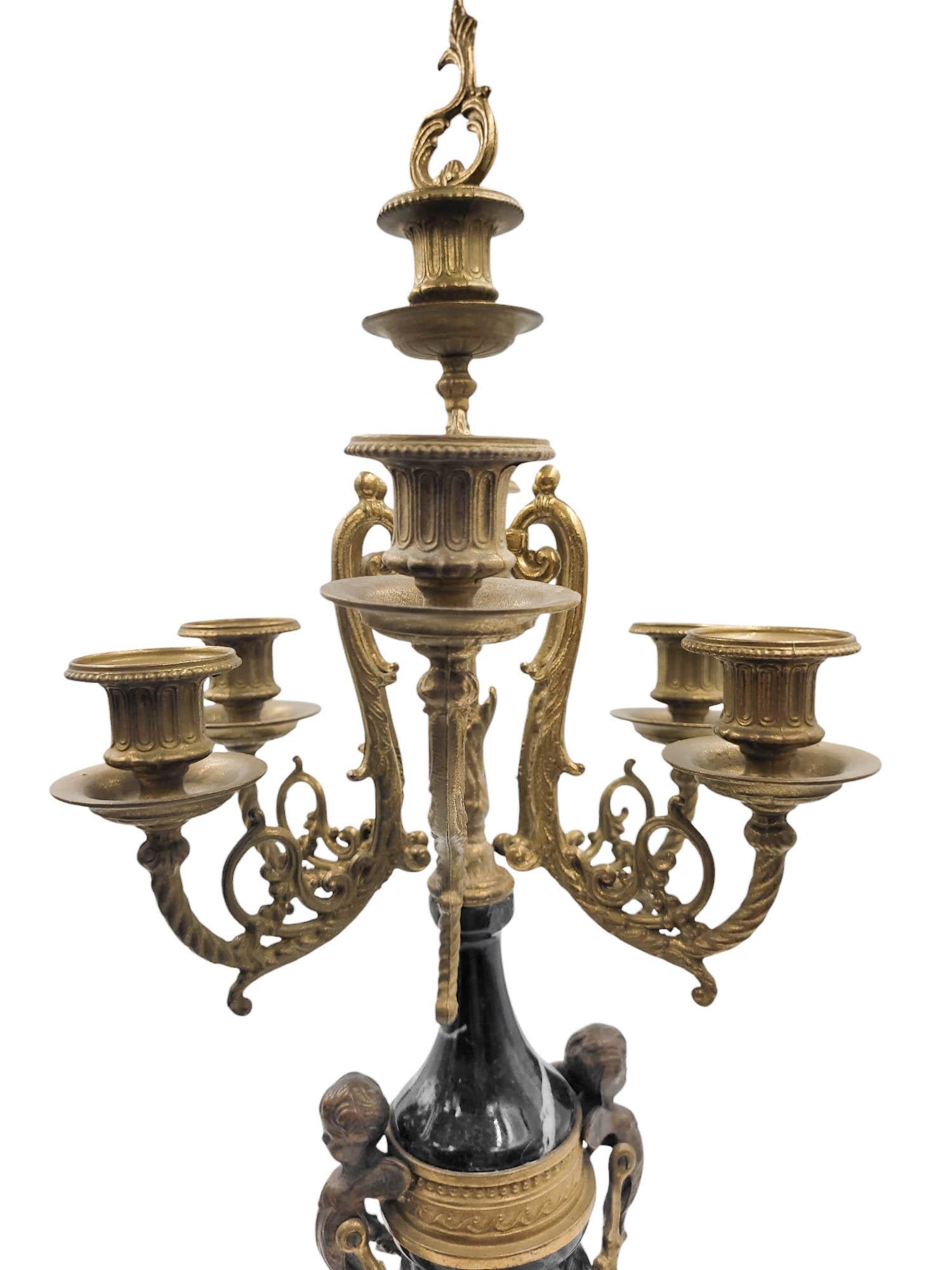 Paire de candélabres italiens en bronze et marbre noir Brevettato Bon état - En vente à North Palm Beach, FL