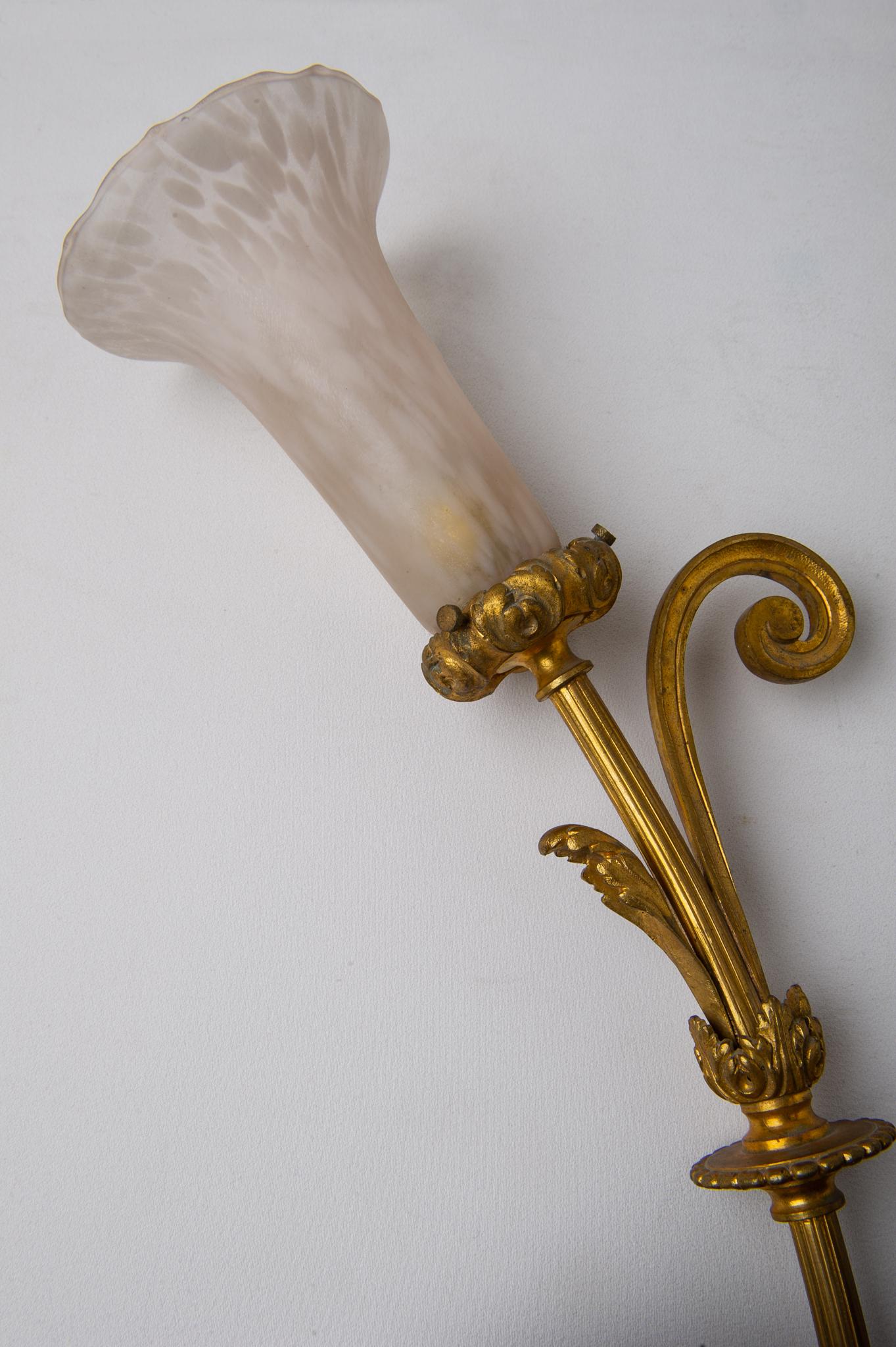 Pareja de bronce italiano  Lámparas de pared en venta 4